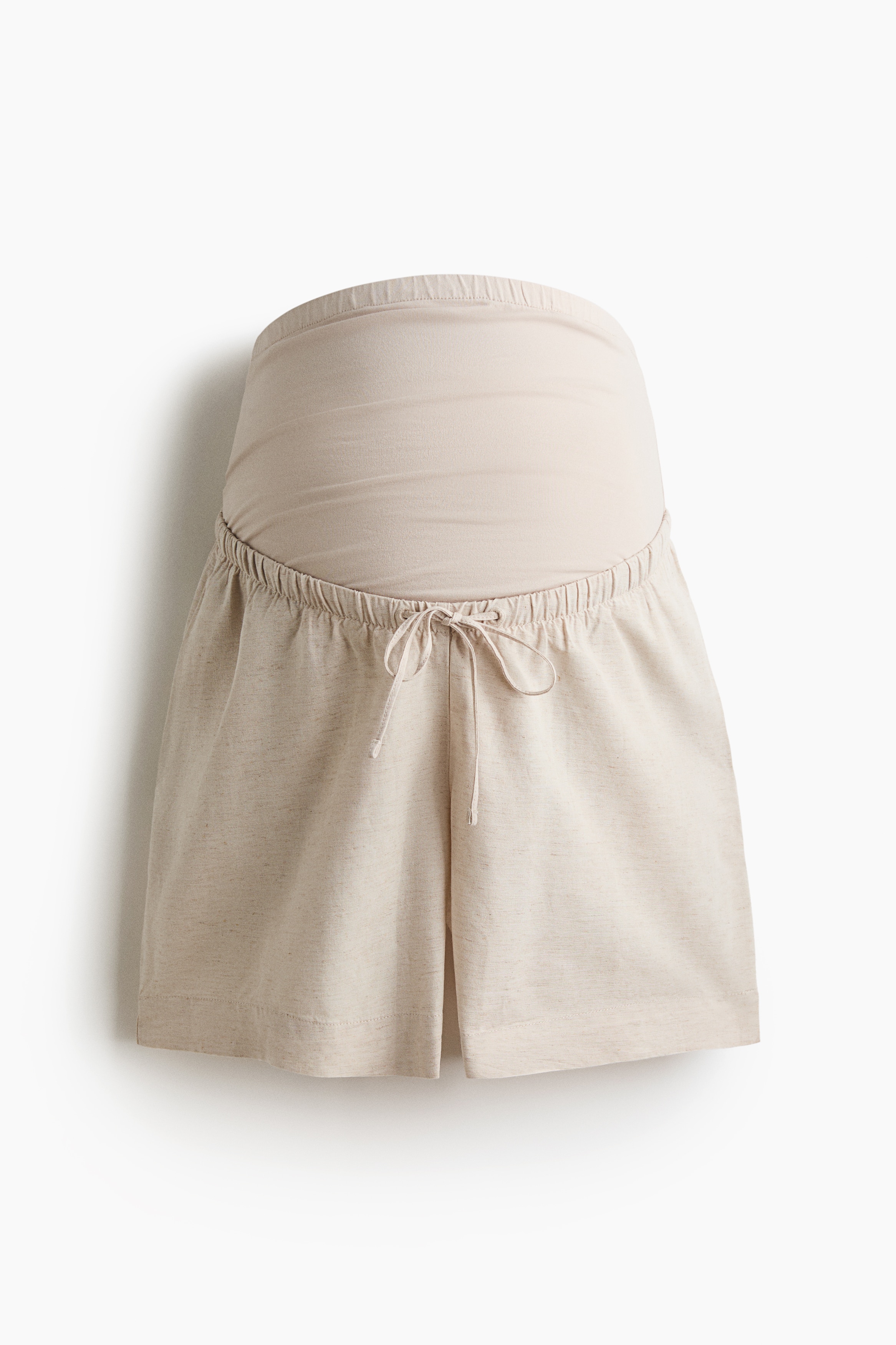 MAMA Shorts i linmiks - Lys beige/Sort/Mørk kakigrønn