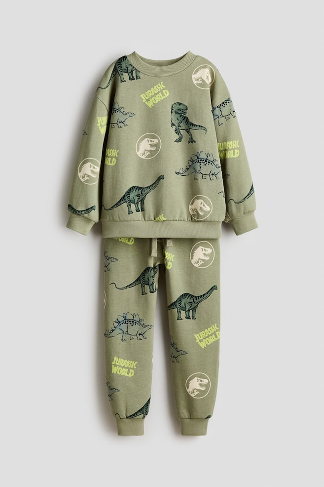 2-piece printed sweatshirt set - Khaki green/Jurassic World/Light grey marl/Among Us/Grey/Batman/Grey/Marvel Comics/Beige/Marvel Comics/White/Paw Patrol/Black/Minecraft - 1