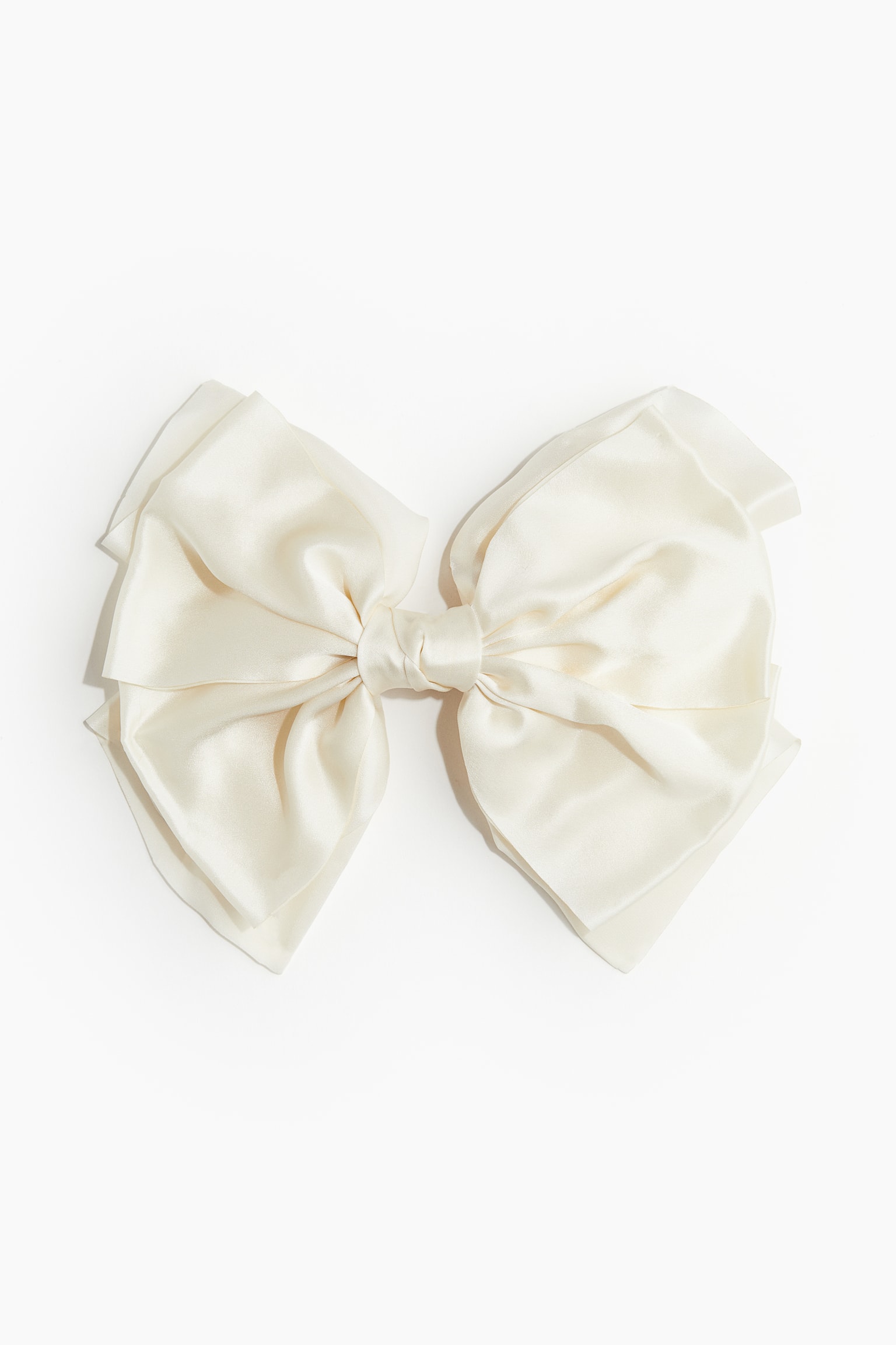 Bow-decorated hair clip - White/Powder pink - 2