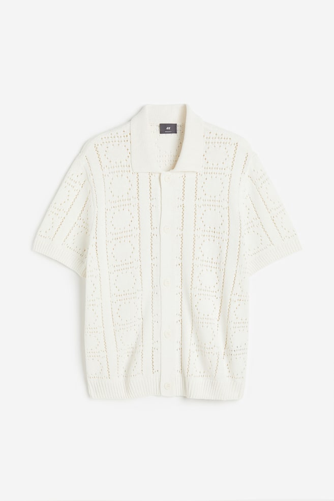 Regular Fit Pointelle-knit shirt - Cream - 2