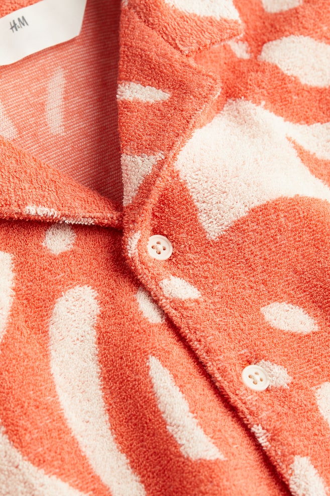 Mønstret skjorte i frotté med korte ærmer - Orange/Blade - 3