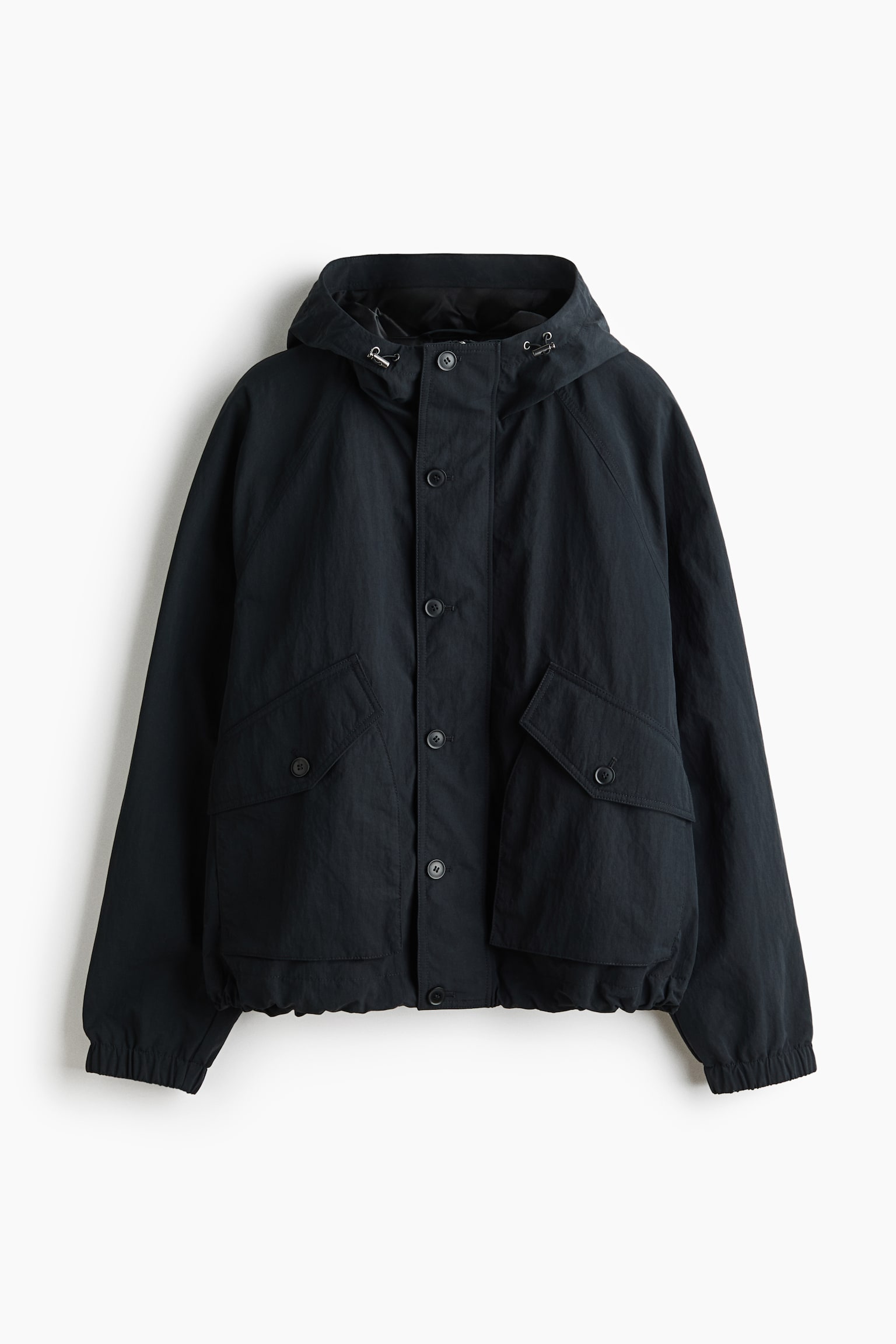 Hooded nylon windbreaker - Black