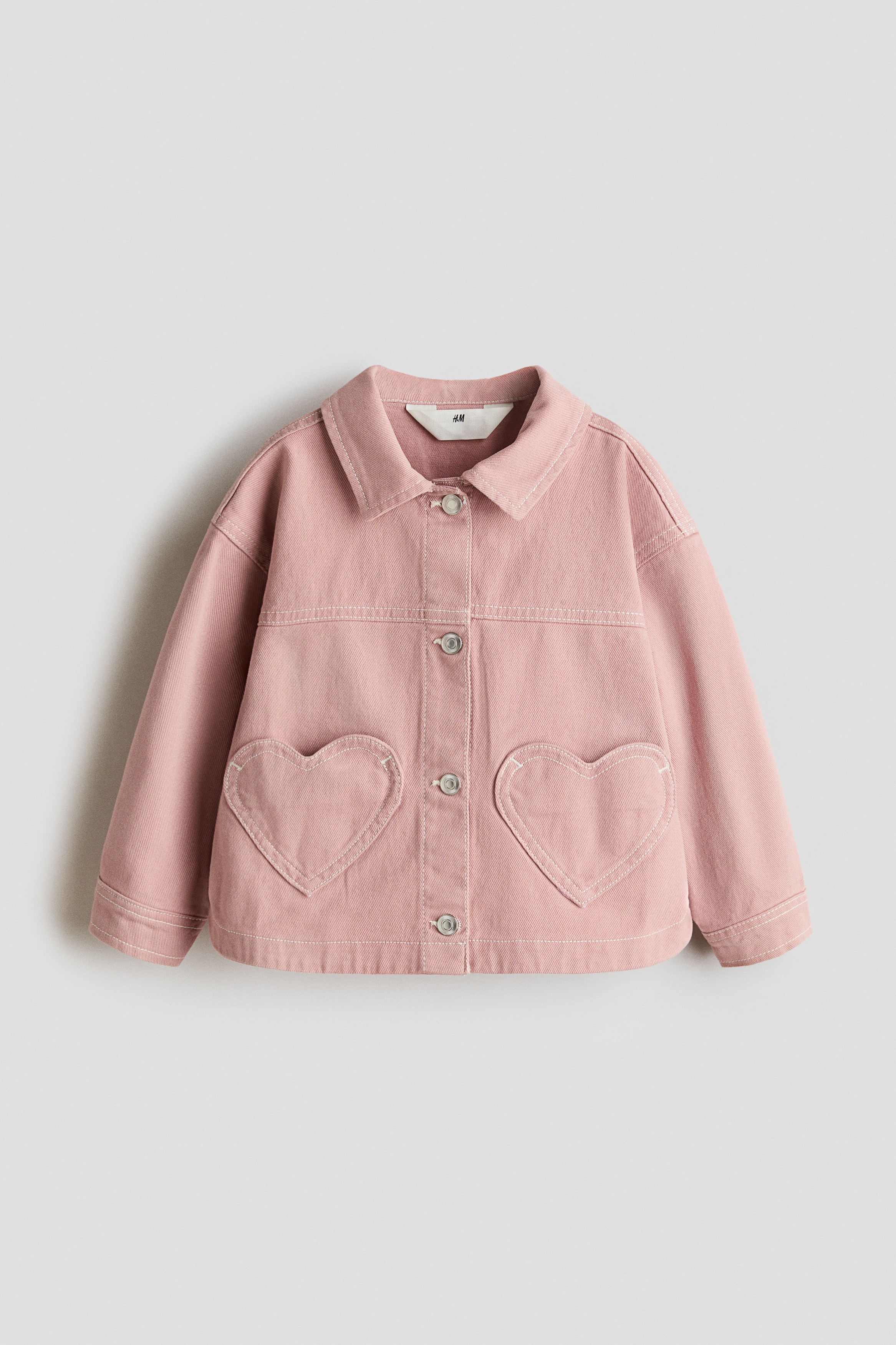 H & M - Jacke aus Twill mit Herztaschen - Rosa - Kinder