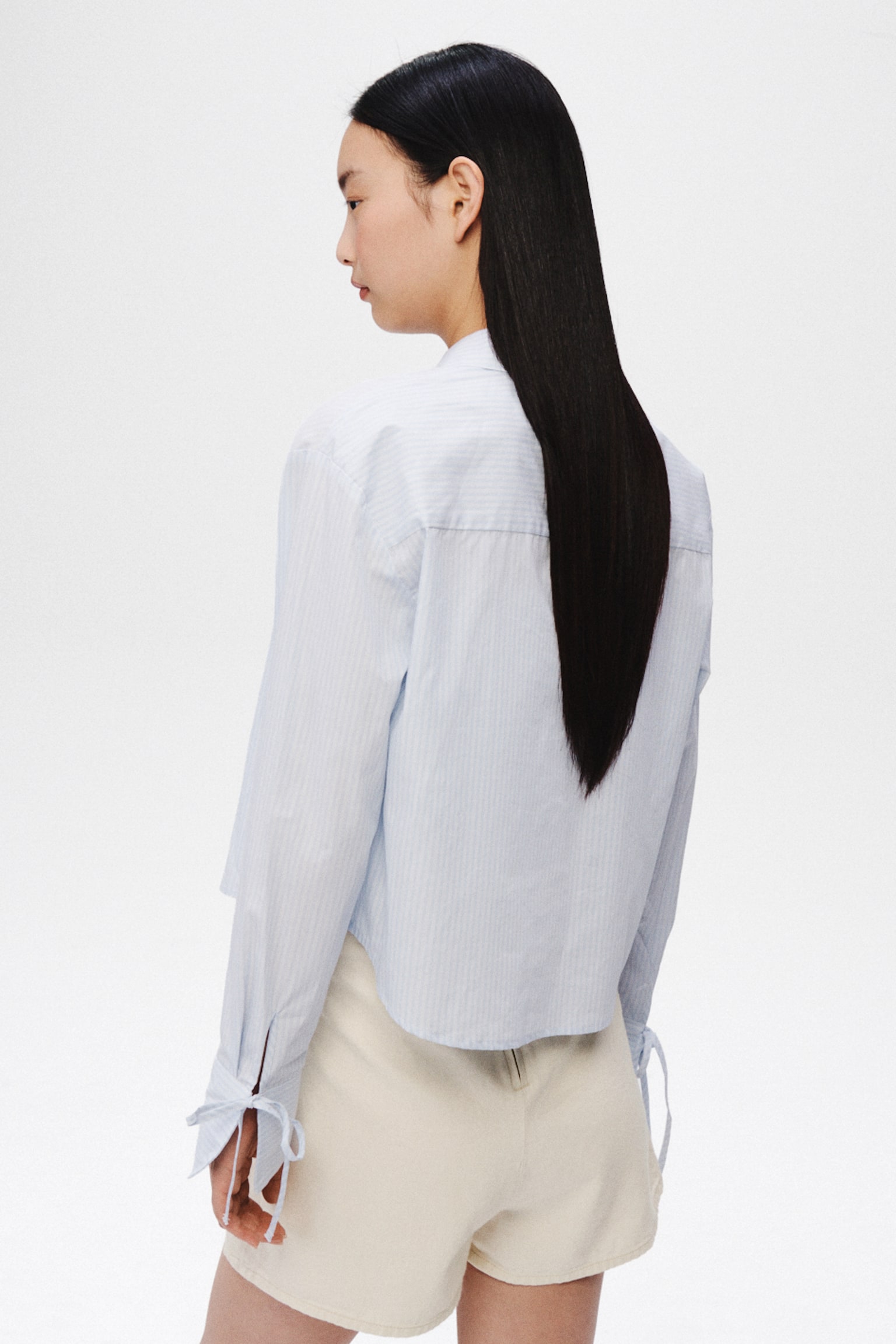 Wrapover denim skort - Light beige/Light denim blue - 6