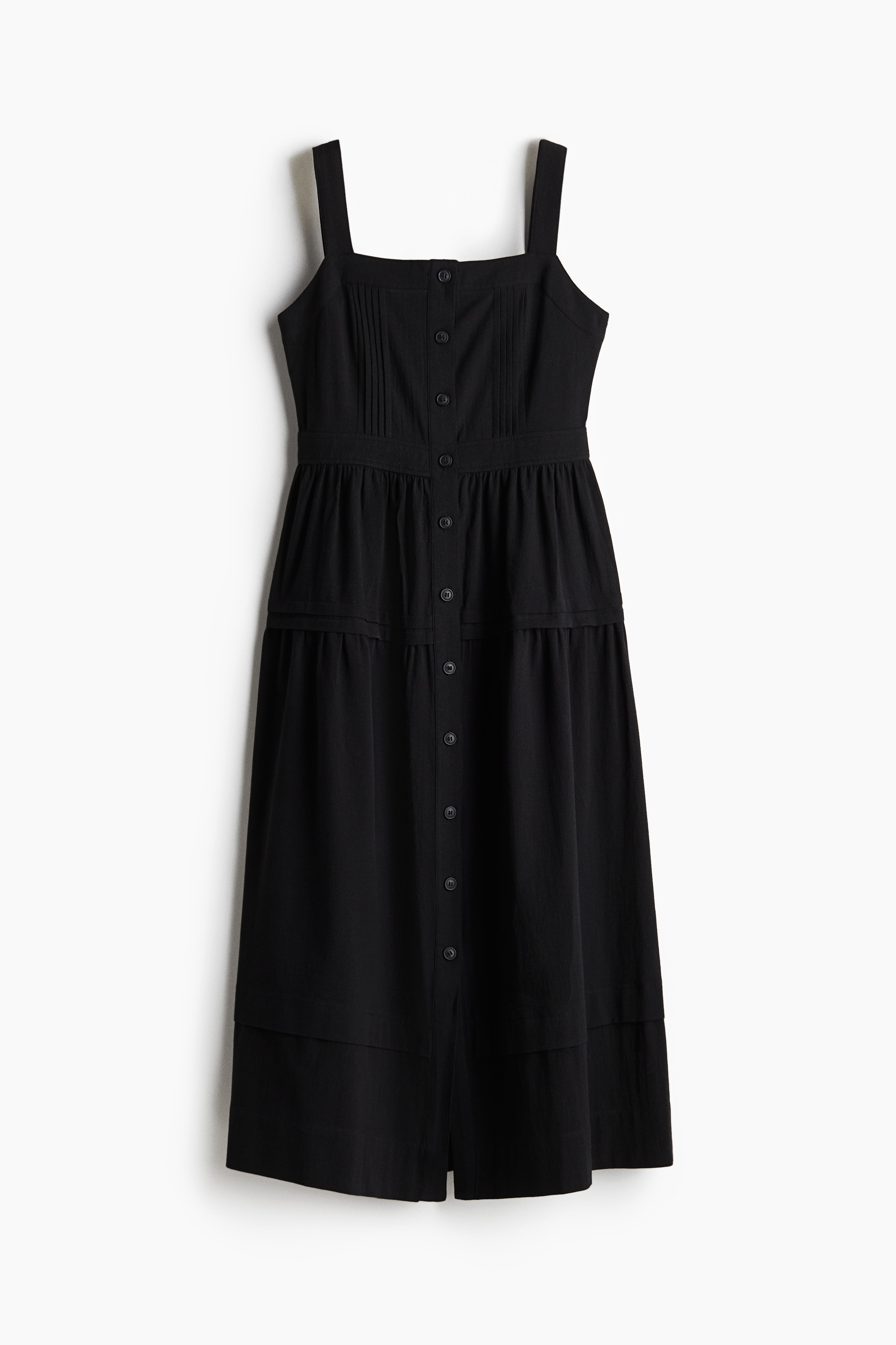 Pintucked cotton dress - Black
