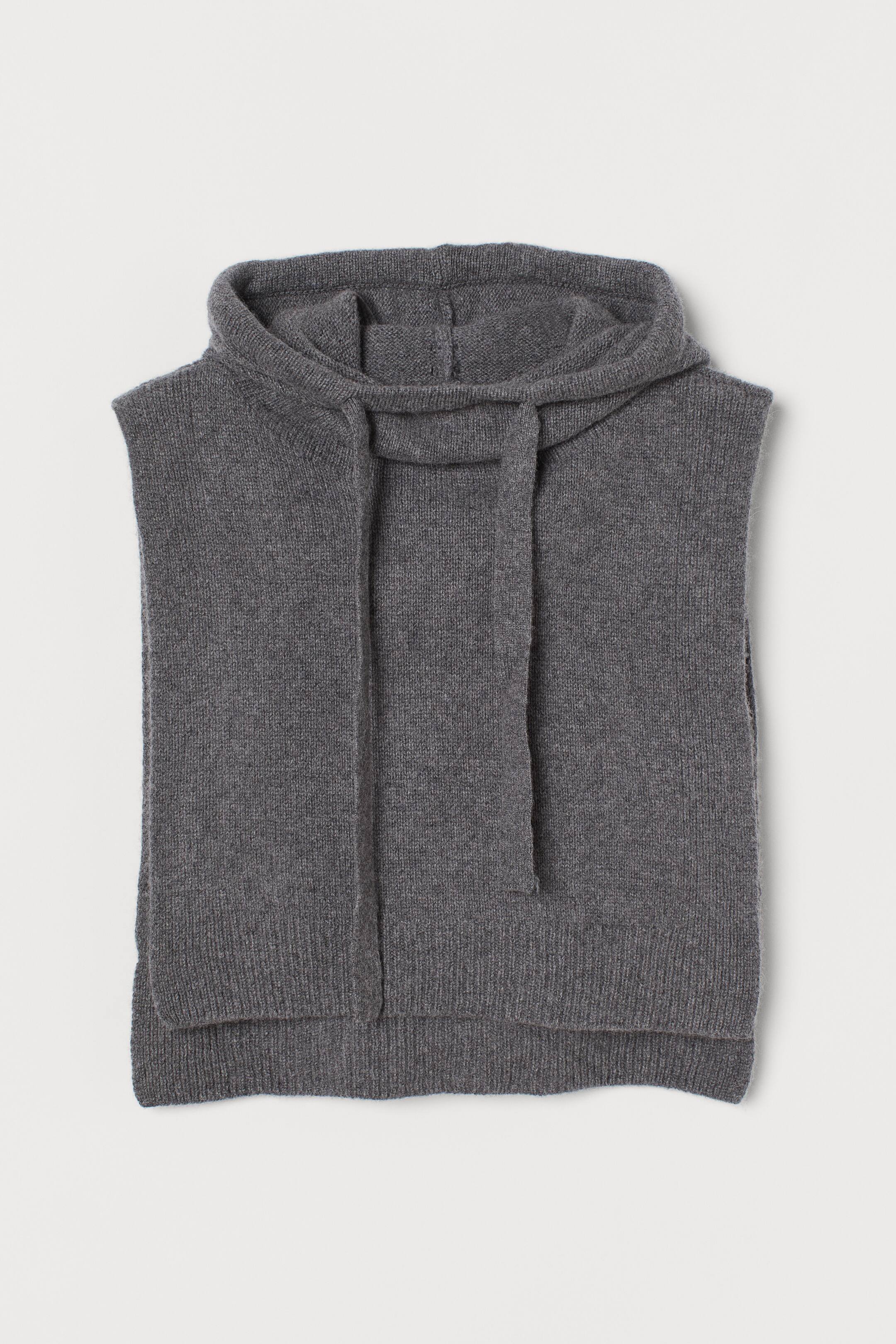 View larger image: Knitted cashmere hood - Grey marl - Ladies | H&M HK 1