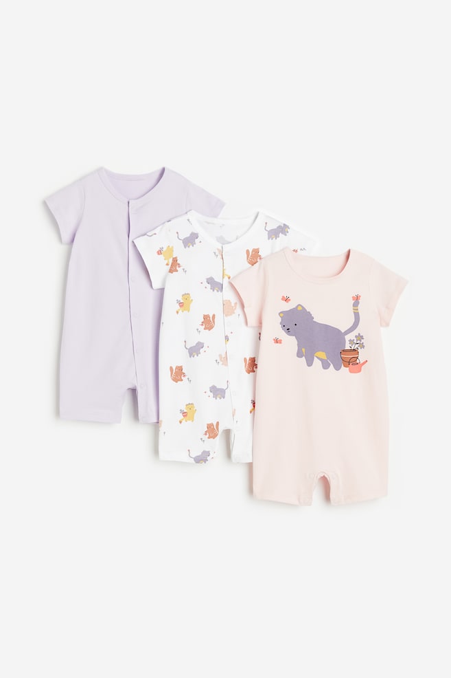 3-pack cotton pyjamas - Light purple/Cats/Light yellow/Ice cream/Blue/Whales/Light turquoise/Patterned/dc/dc/dc - 1