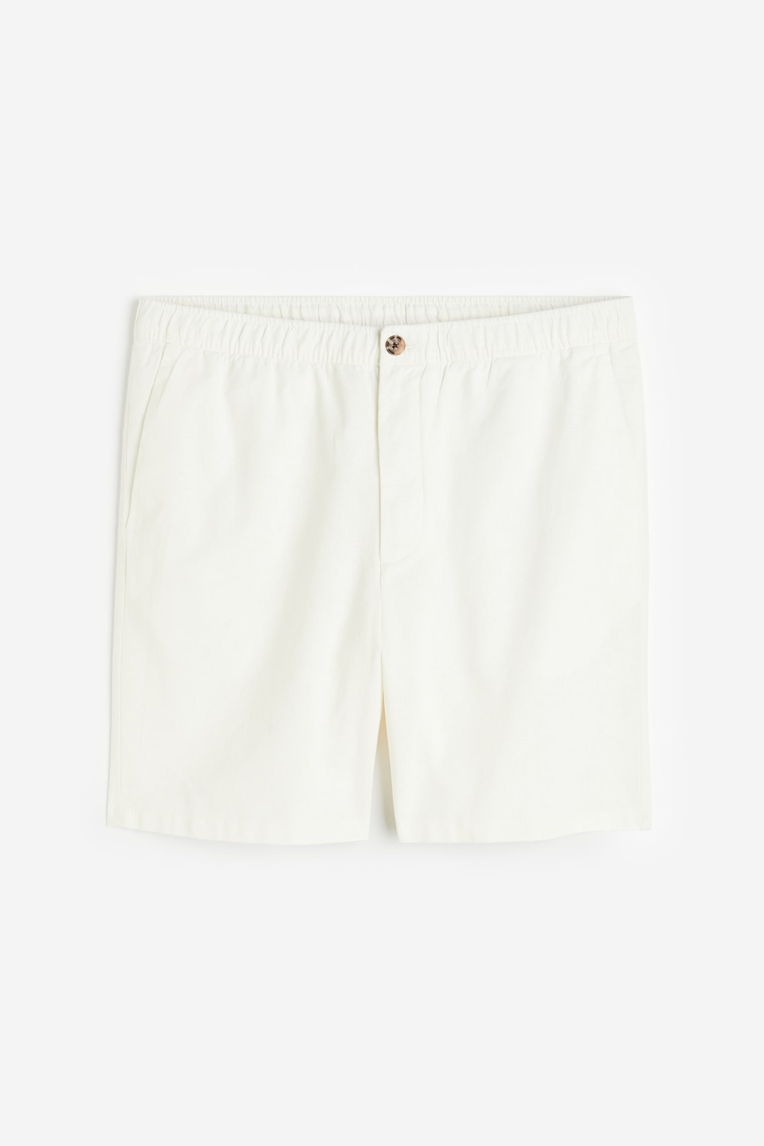 Regular Fit Linen-blend shorts - White/Light beige/Black - 2