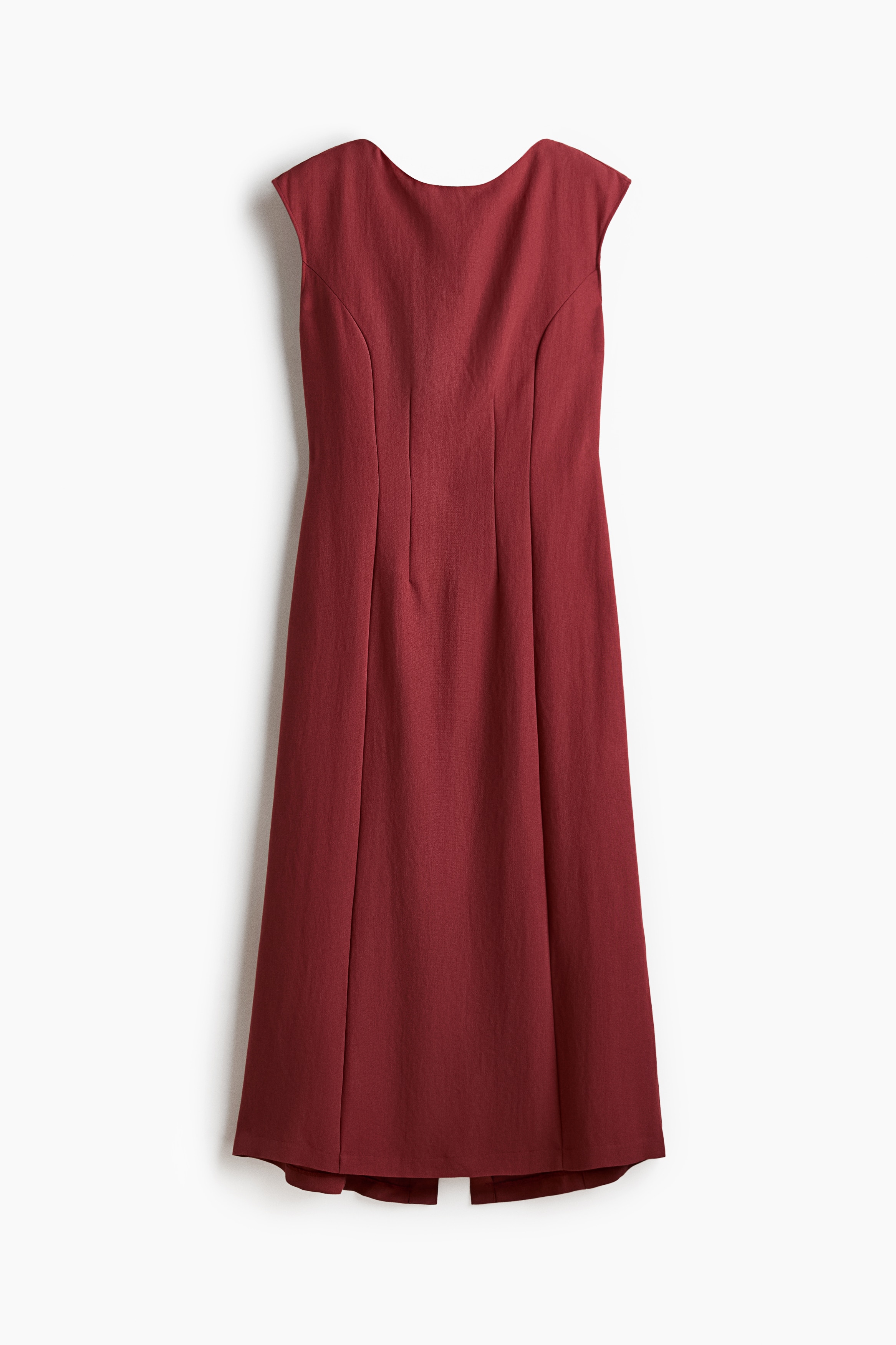Waisted sleeveless dress - Dark red/Dark khaki green