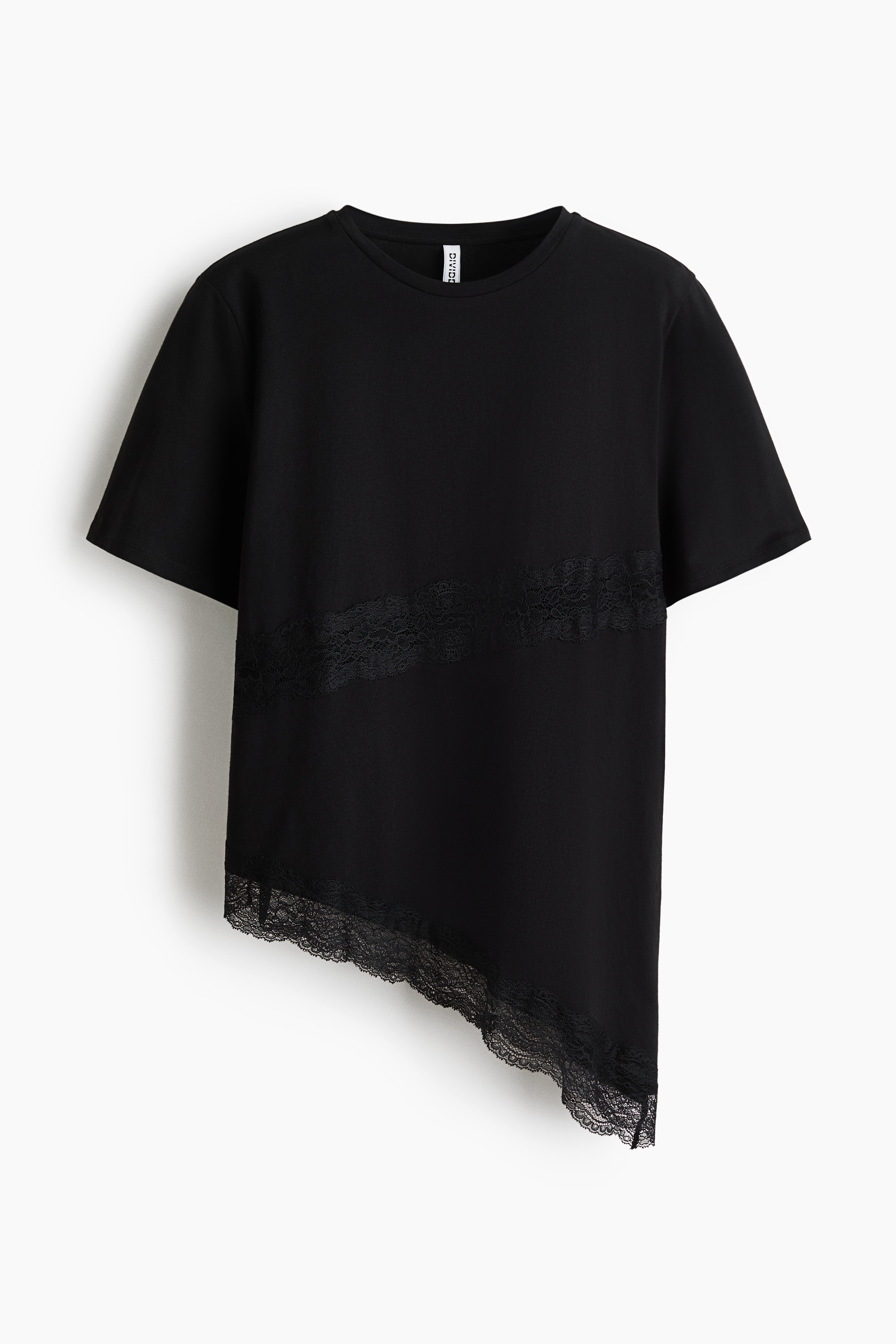 Women's Black Lace-Trimmed T-Shirt | H&M CA