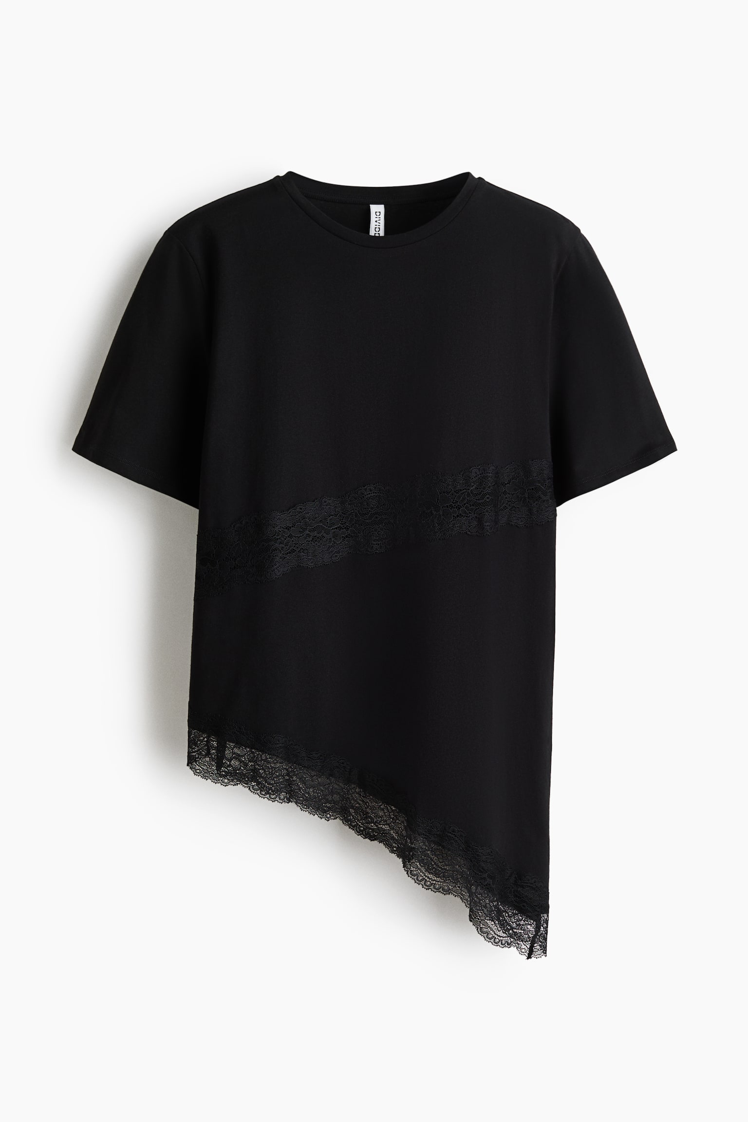 Lace-Trimmed T-Shirt - Black/White
