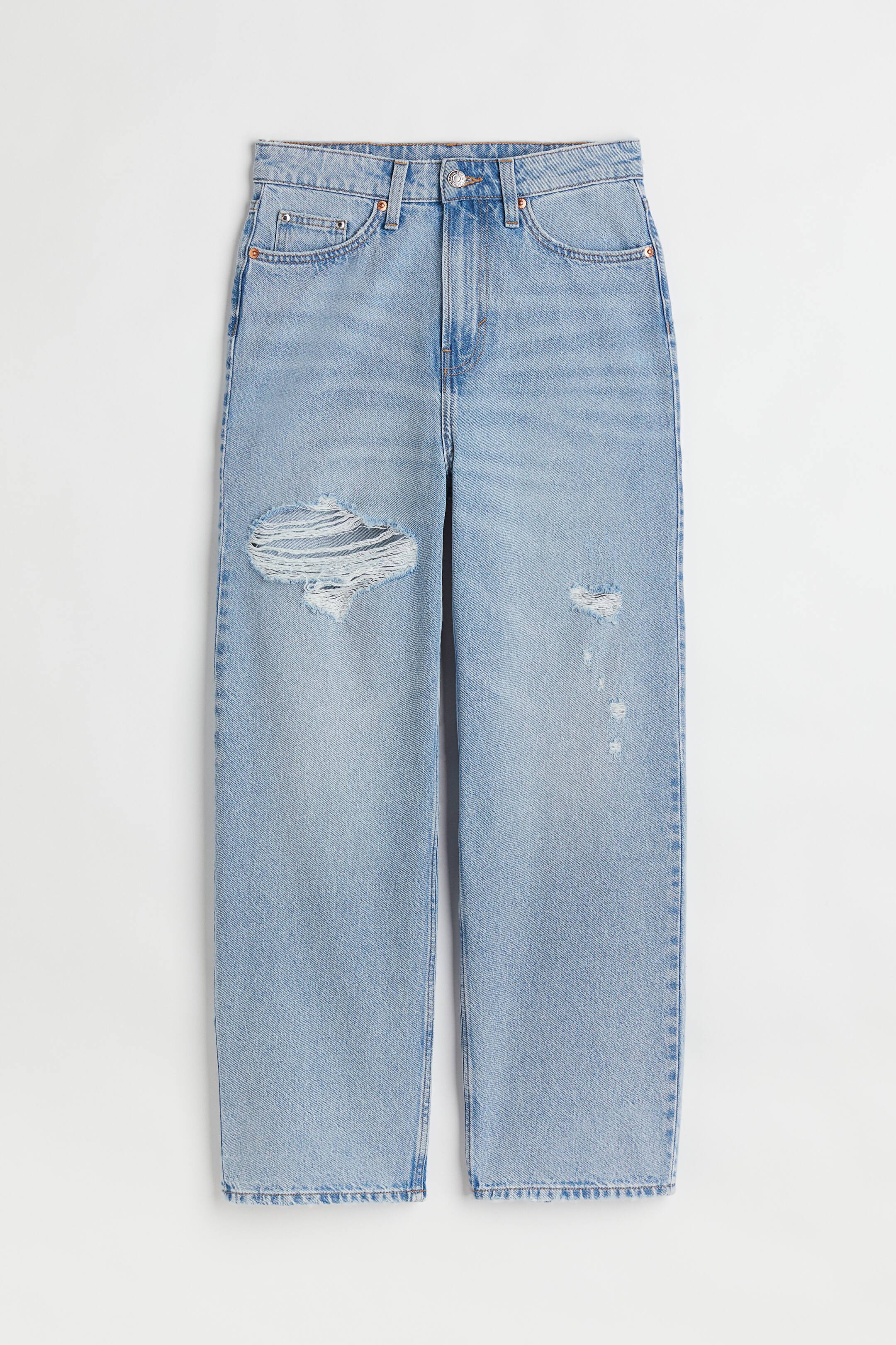 הצגת תמונה גדולה יותר: Loose Straight High Jeans - כחול ג'ינס בהיר - Ladies | H&M IL 1