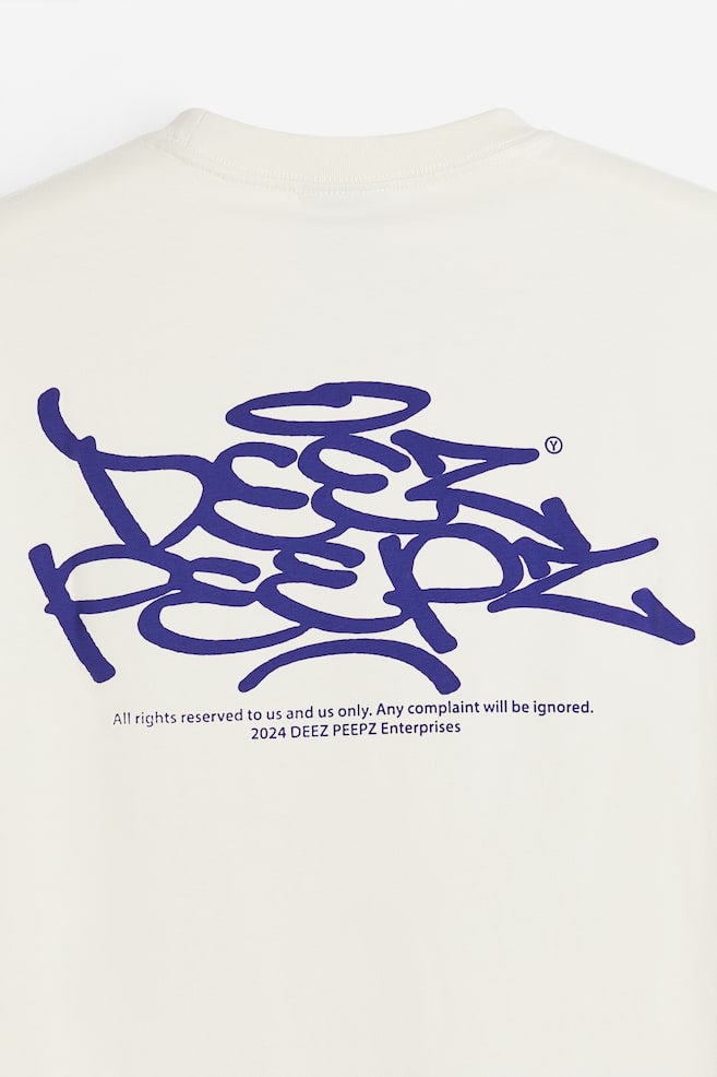Painokuvallinen T-paita Loose Fit - Beige/Deez Peepz - 2