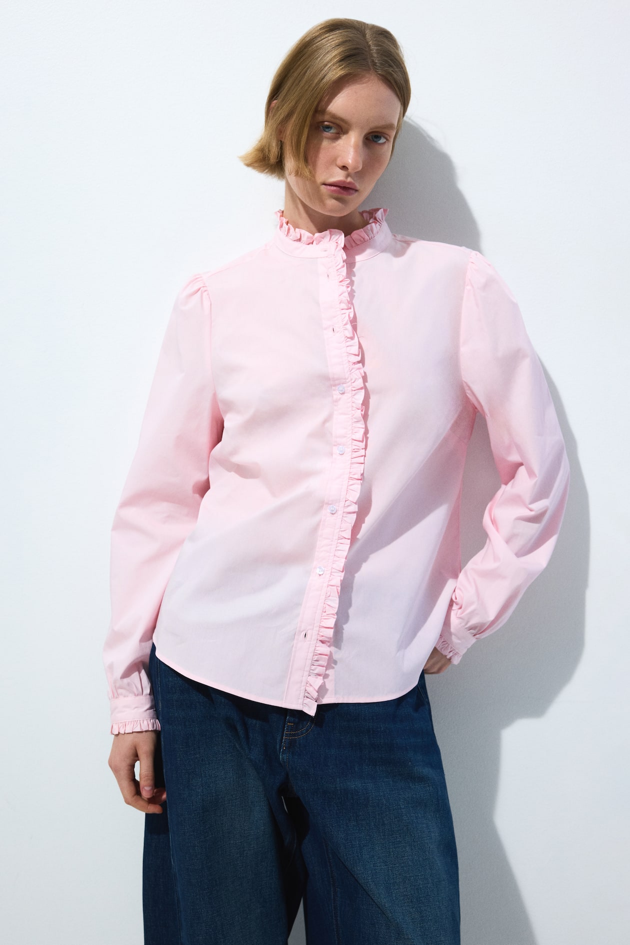 Ruffle-Trimmed Poplin Blouse - image 3