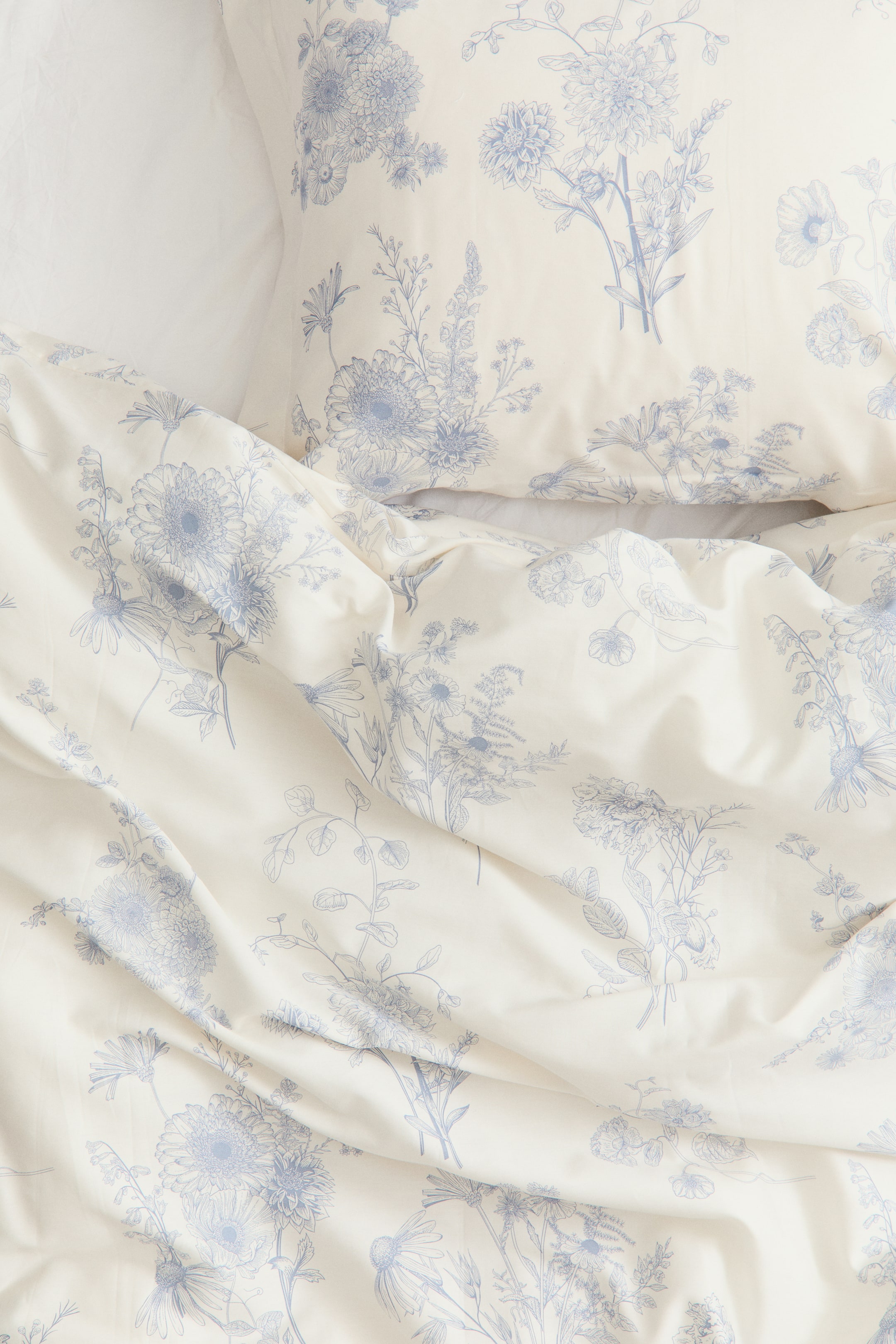 Agrandir l'image: Parure de couette lit simple en satinette de coton - Light blue/Floral - HOME | H&M BE 3