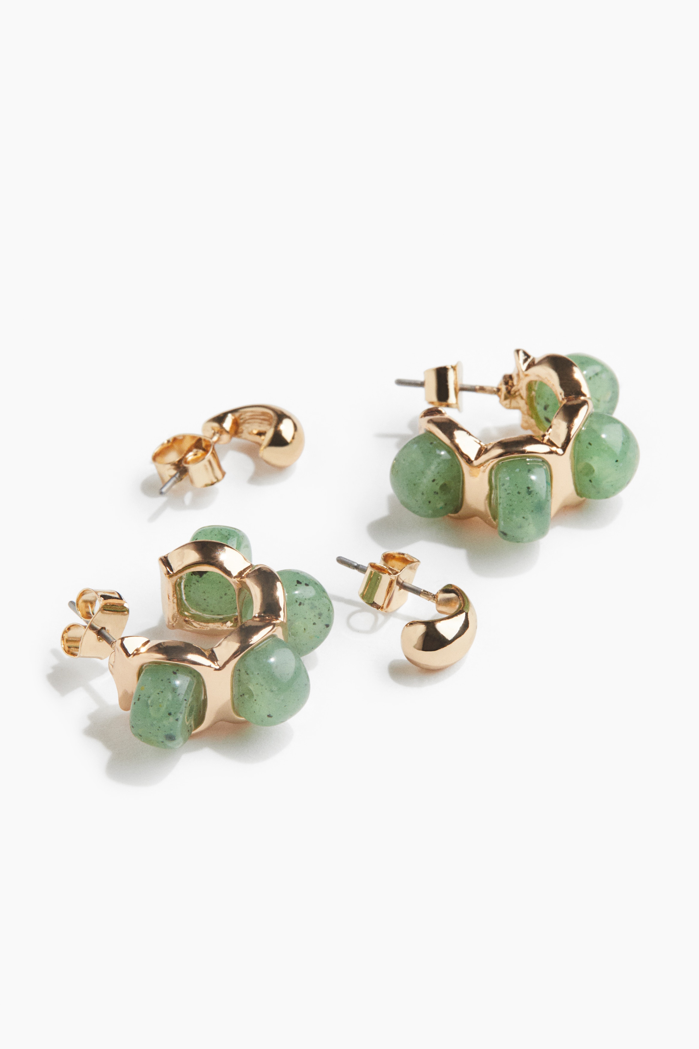 HMイヤリングゴールドグリーンガラス