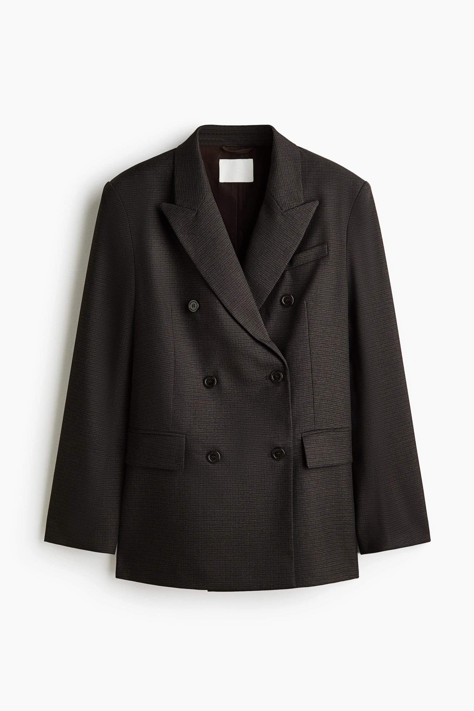 Женский пиджак H&M Double-Breasted, цвет: Коричневый / Клетчатый — фото 1