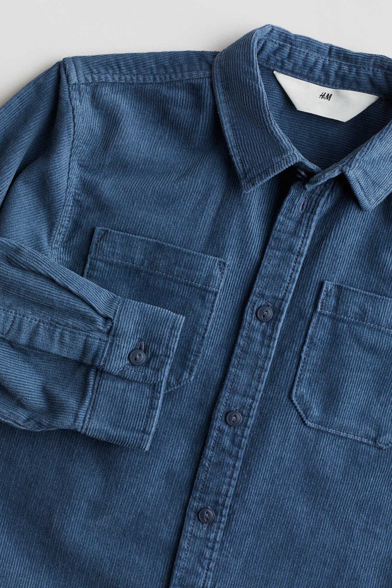 Cotton corduroy shirt - Dusty blue/Light brown/Navy blue - 2