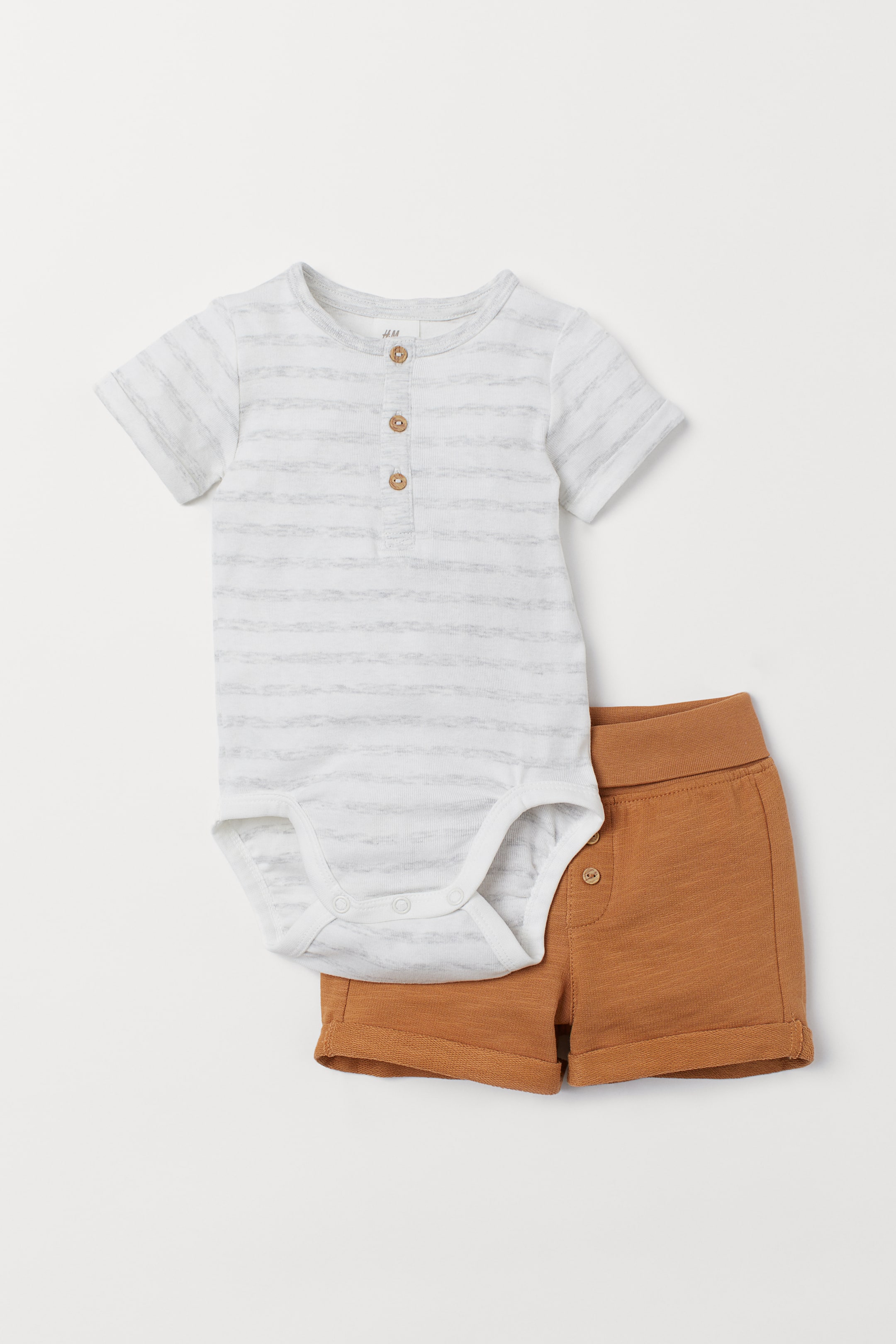 Agrandir l'image: Body et short - Marron clair/rayé - ENFANT | H&M BE 1