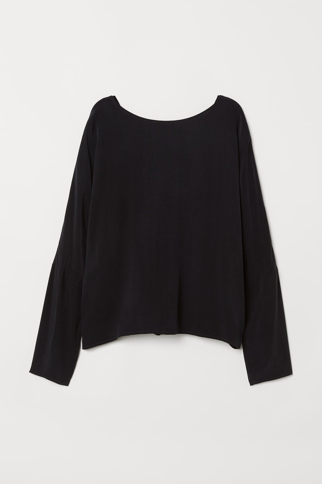 Cupro-blend blouse - V-neck - Long sleeve - Black - Ladies | H&M GB