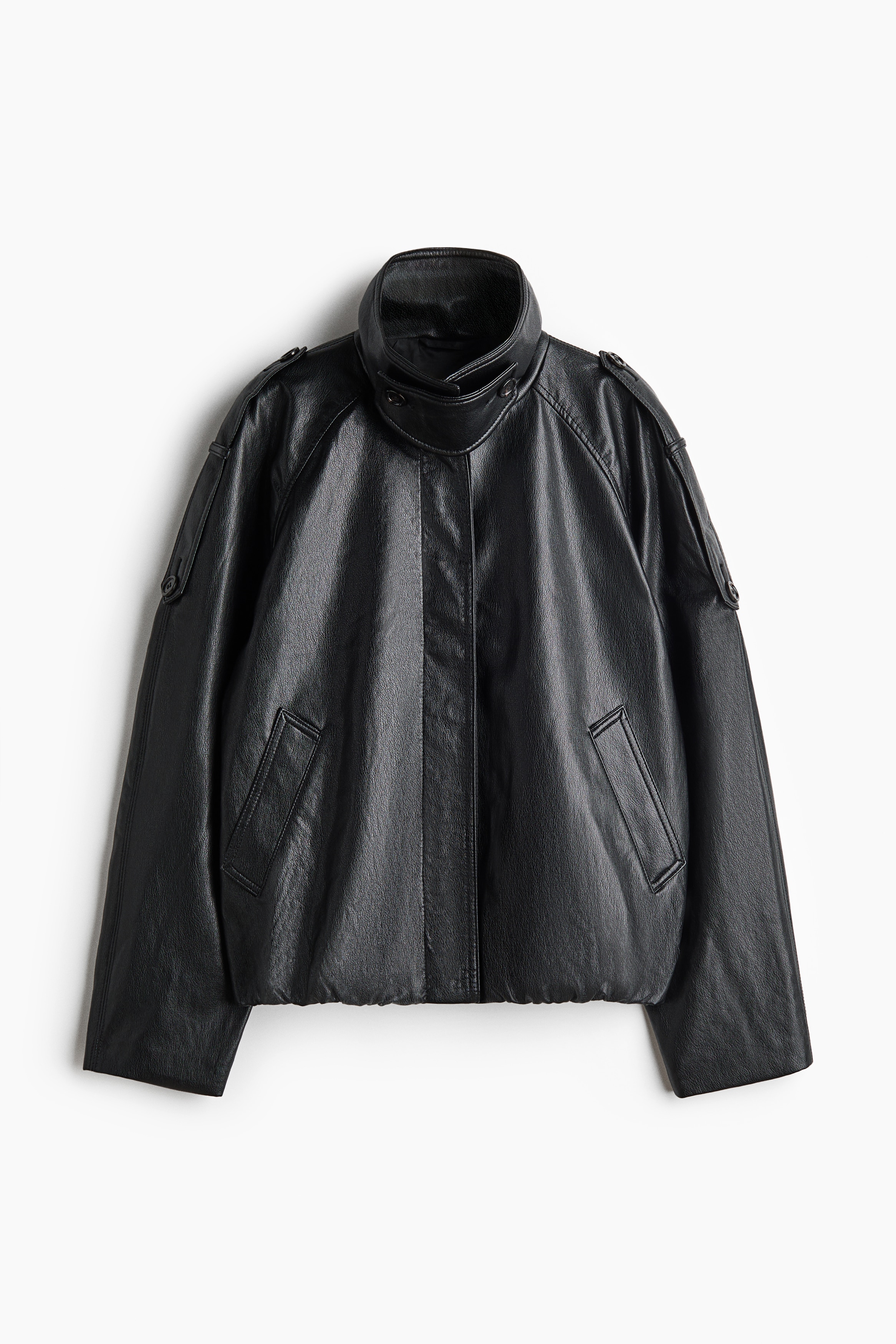 Oversized Coated Jacket - Black/Dark brown