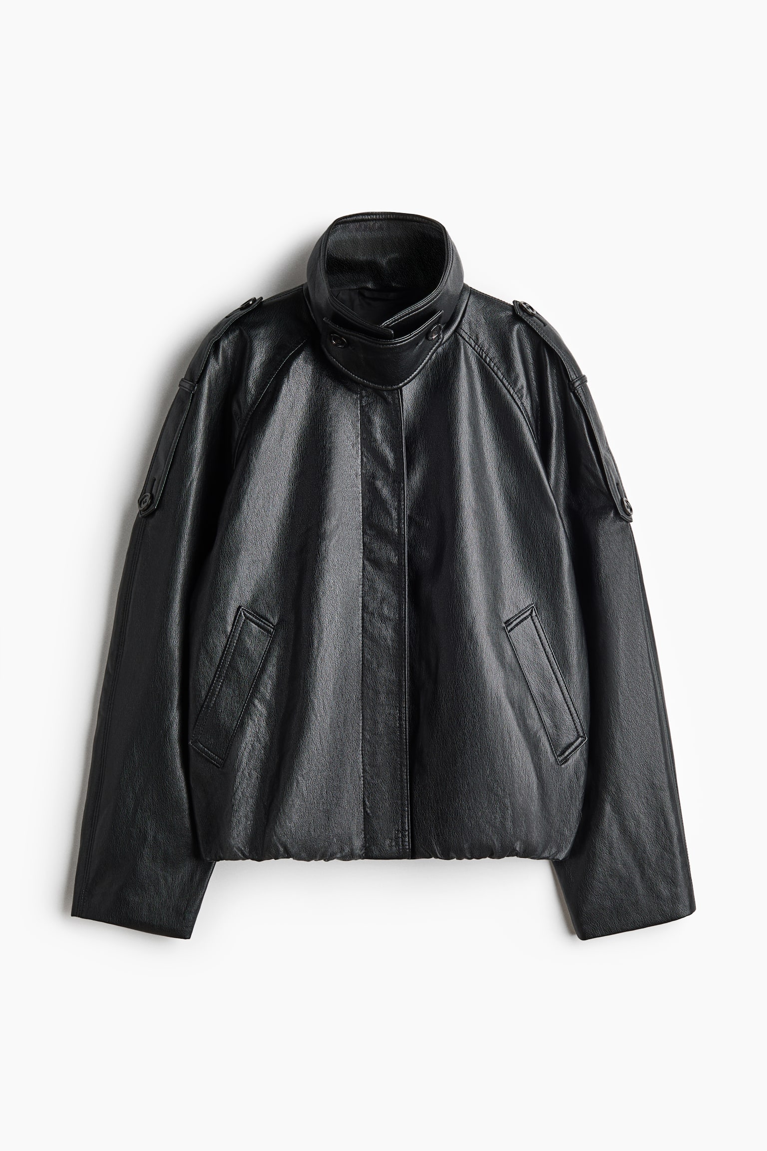 Oversized coated jacket - Black/Dark brown - 1