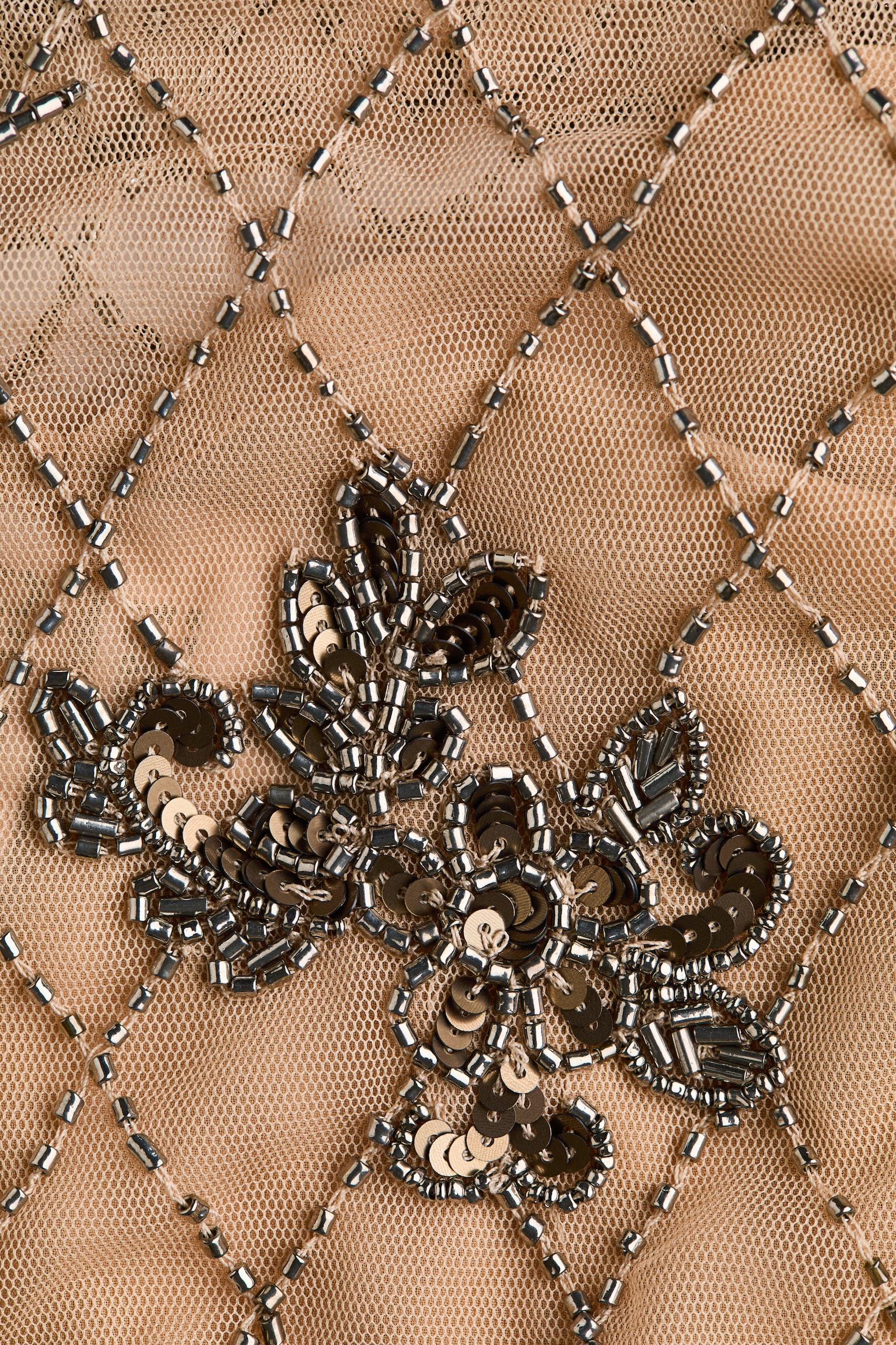Женский топ H&M Embellished layered, цвет: Бежевый / Серебряный — фото 2