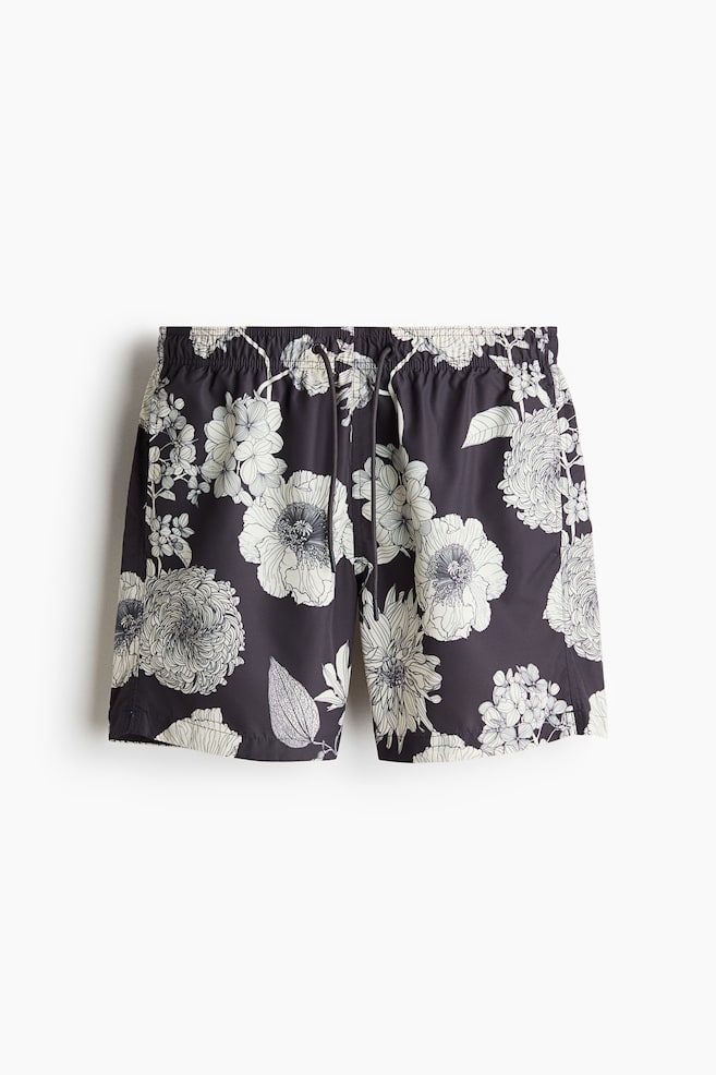 Patterned Swim Shorts - Dark gray/floral/Cream/floral/Brown/patterned/Light blue/patterned - 1