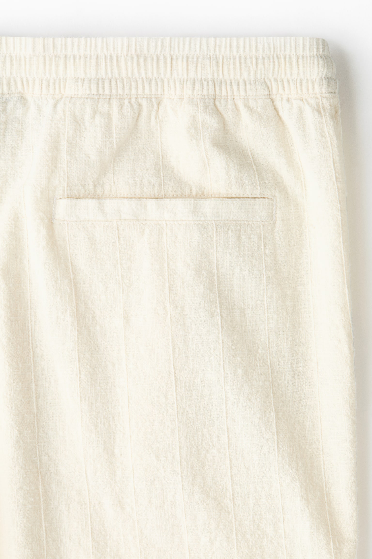 Relaxed Fit Textured cotton trousers - White/Dark brown - 5
