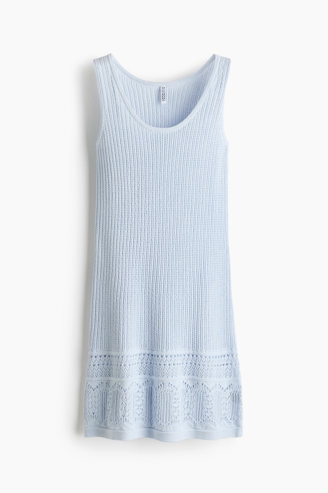 Kleid mit Pointellestrick - Hellblau/Schwarz/Cremefarben - 1
