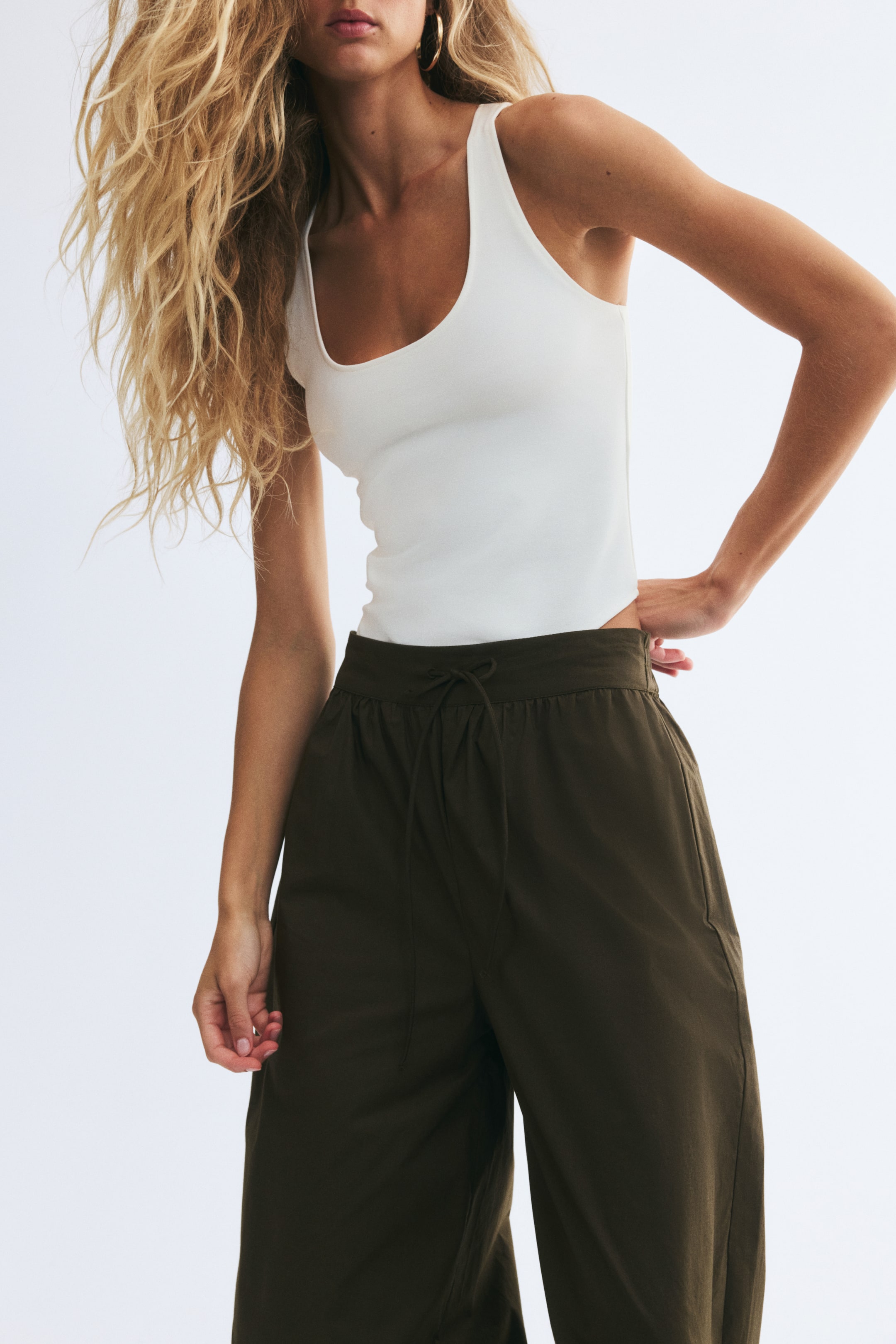 Pantalon à jambes ballon en popeline