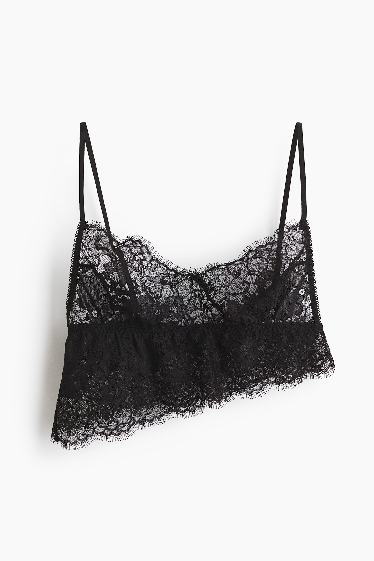 Asymmetric lace bralette - Black/Dark dusty pink - 1
