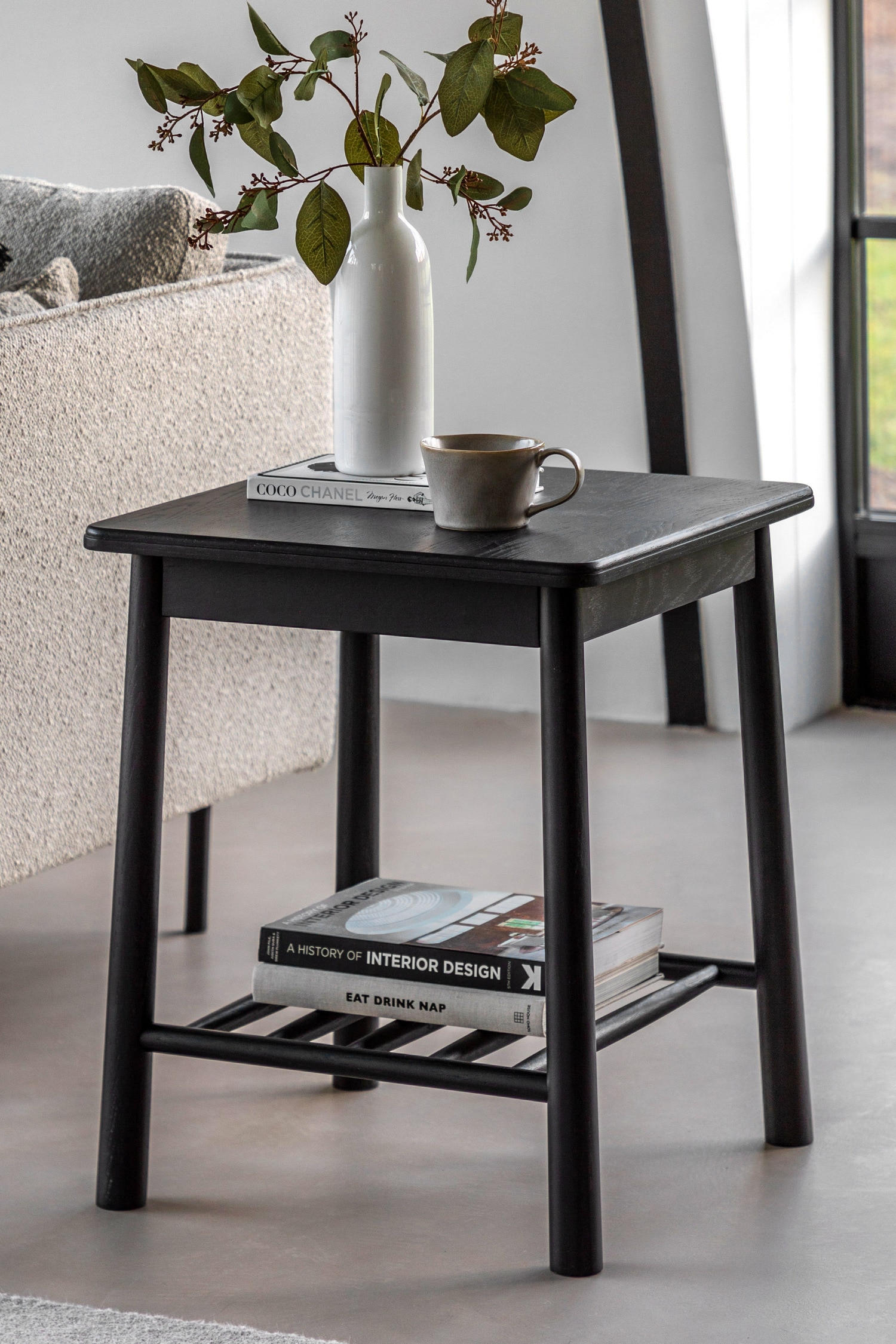 Wooden Side Table - Black/Light Wood