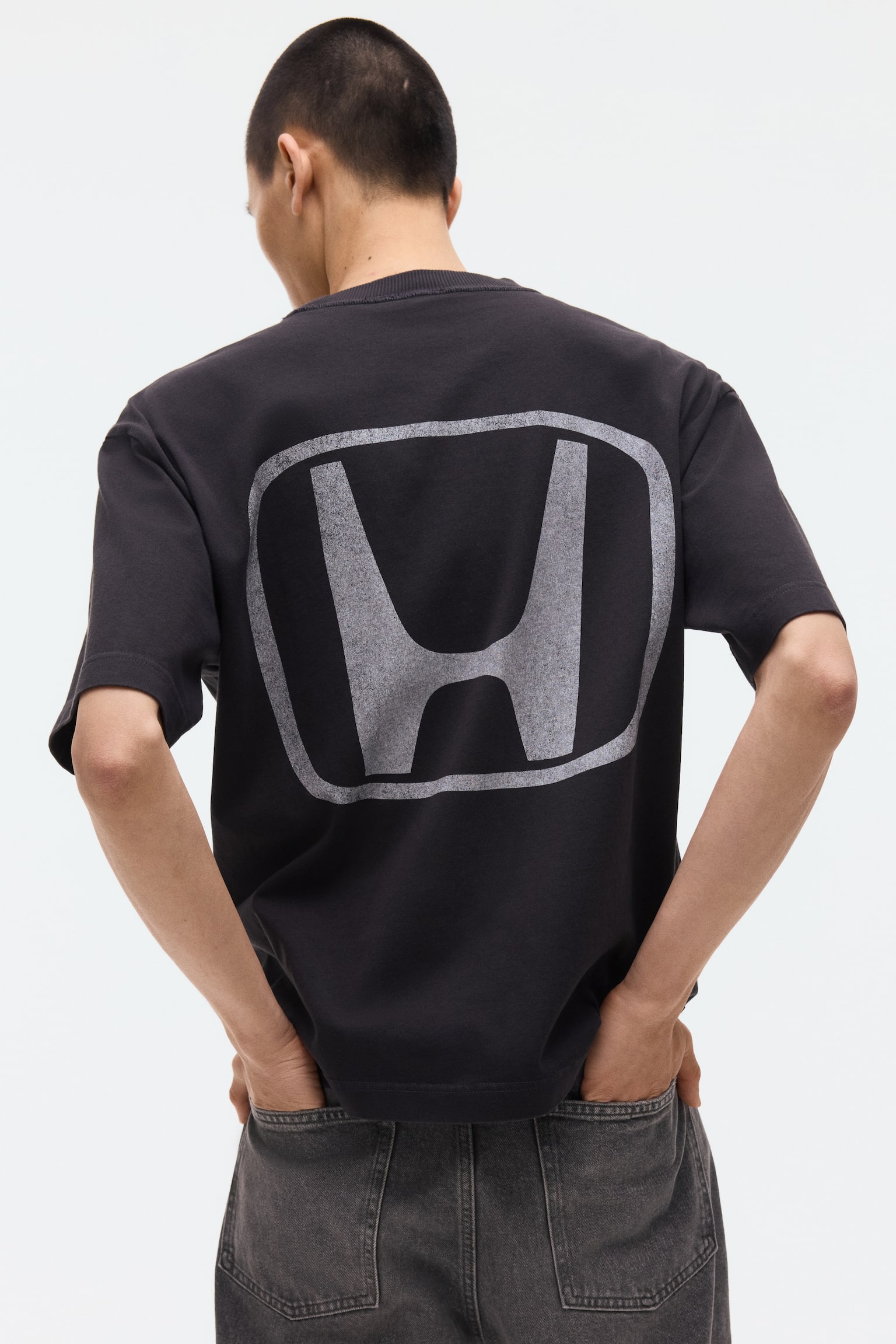 טישירט עם הדפס Loose Fit - שחור/HONDA/שחור/הונדה - 3