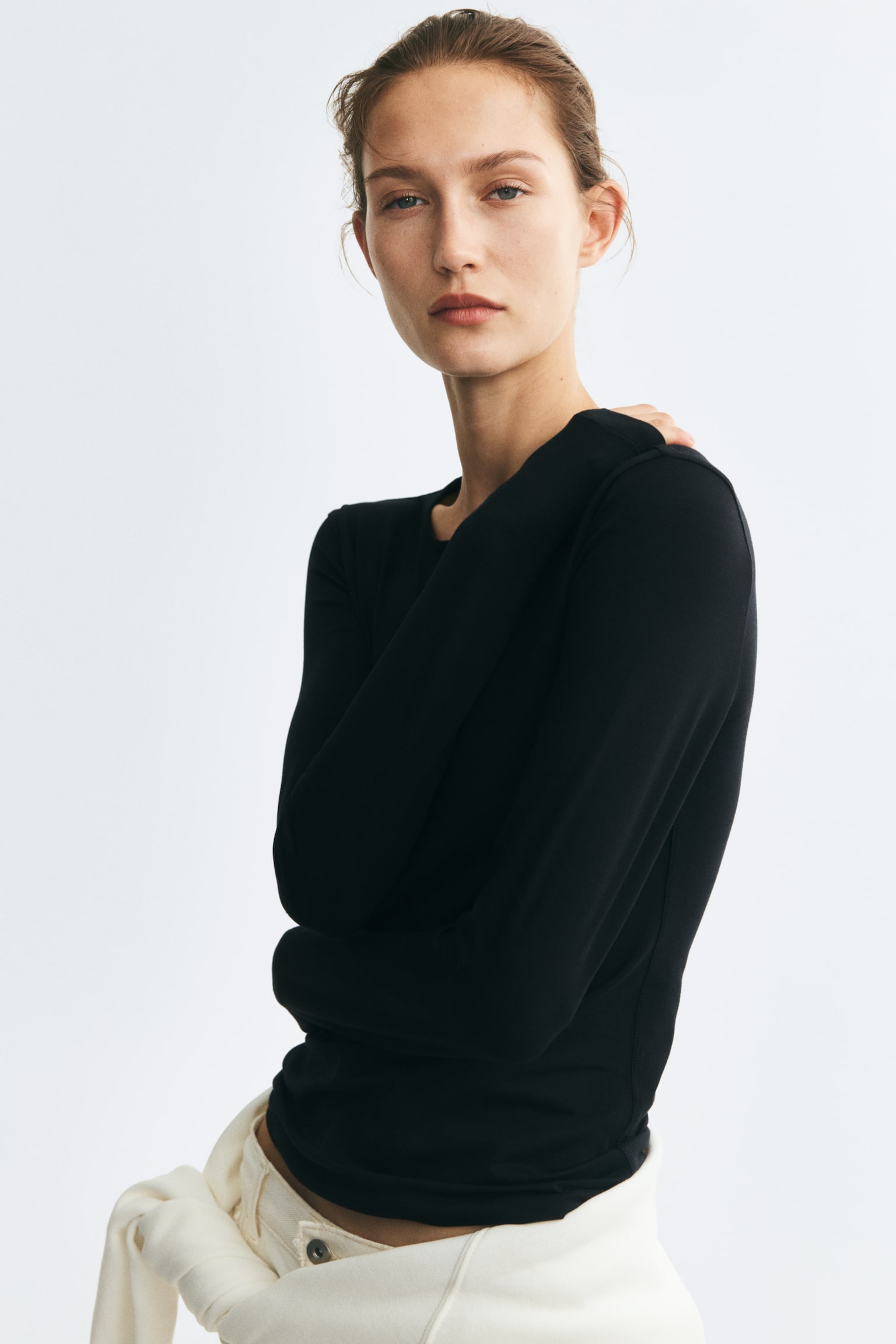 Женский топ H&M Supima® Cotton Top, цвет: Чёрный — фото 5