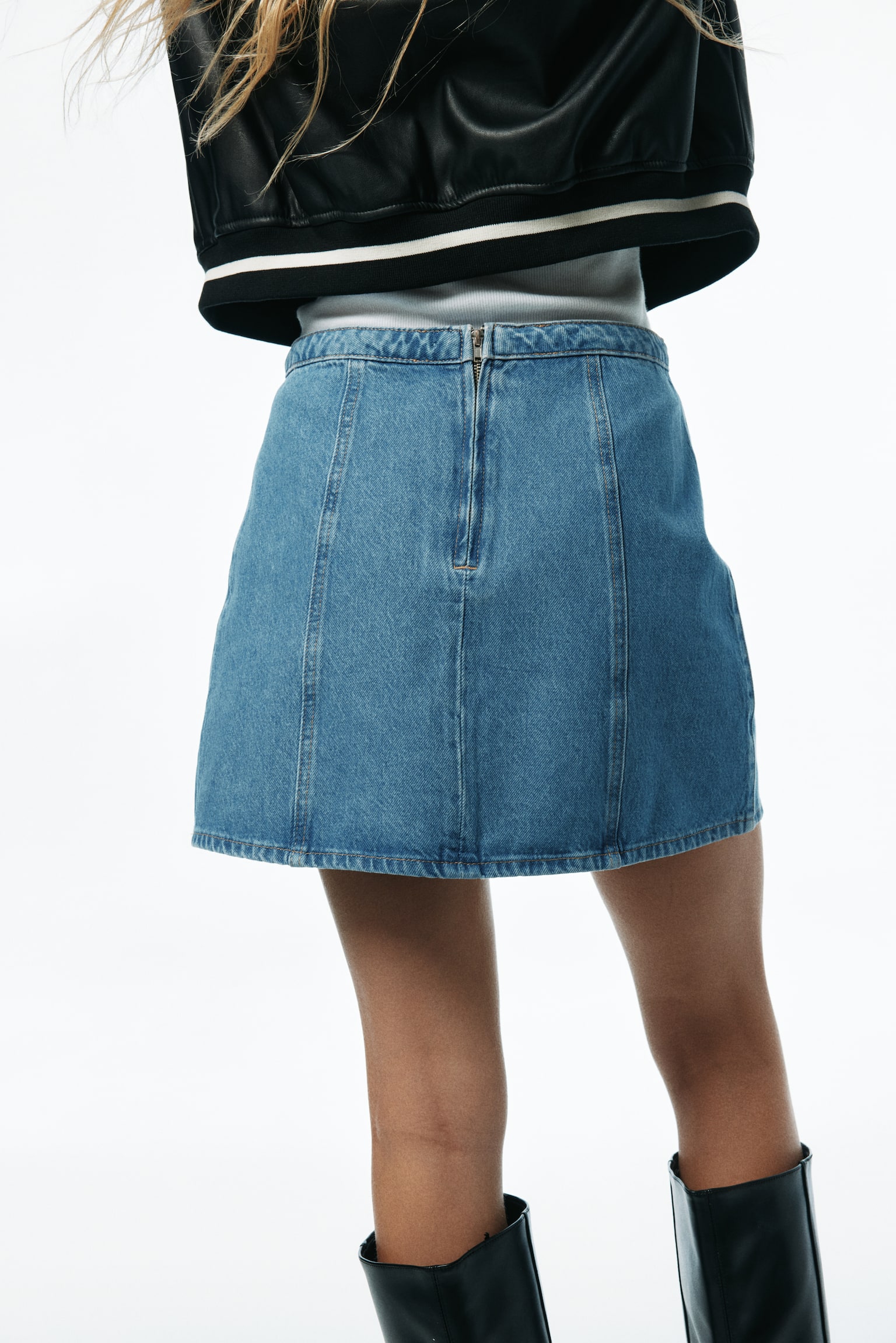 A-line mini skirt - Denim blue/Dark denim blue/Black - 6