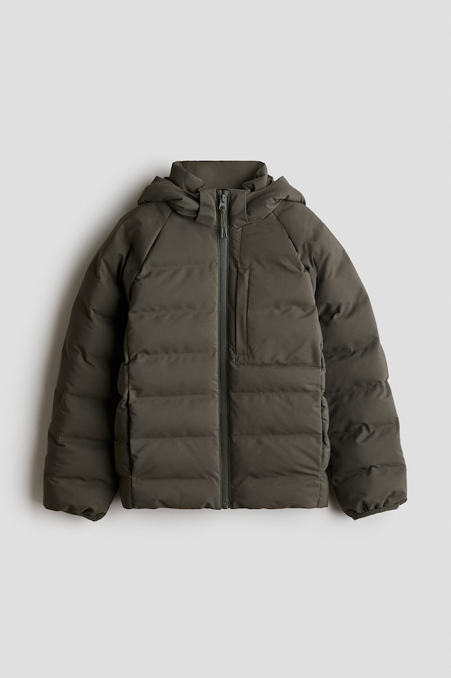 Water-repellent padded jacket - Dark khaki green/Black - 1