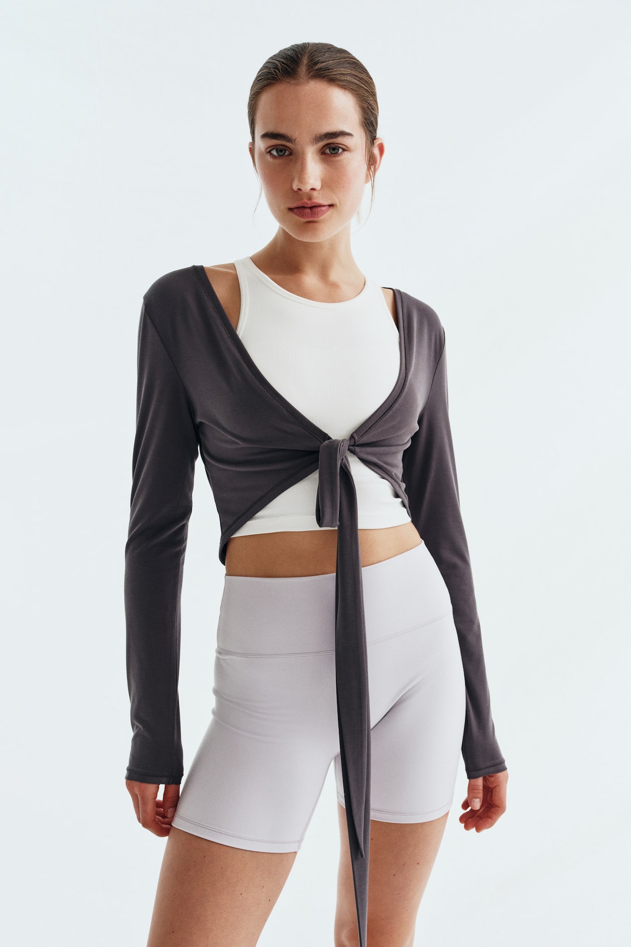 Tie-Front Yoga Crop Top with SoftMove - image 5