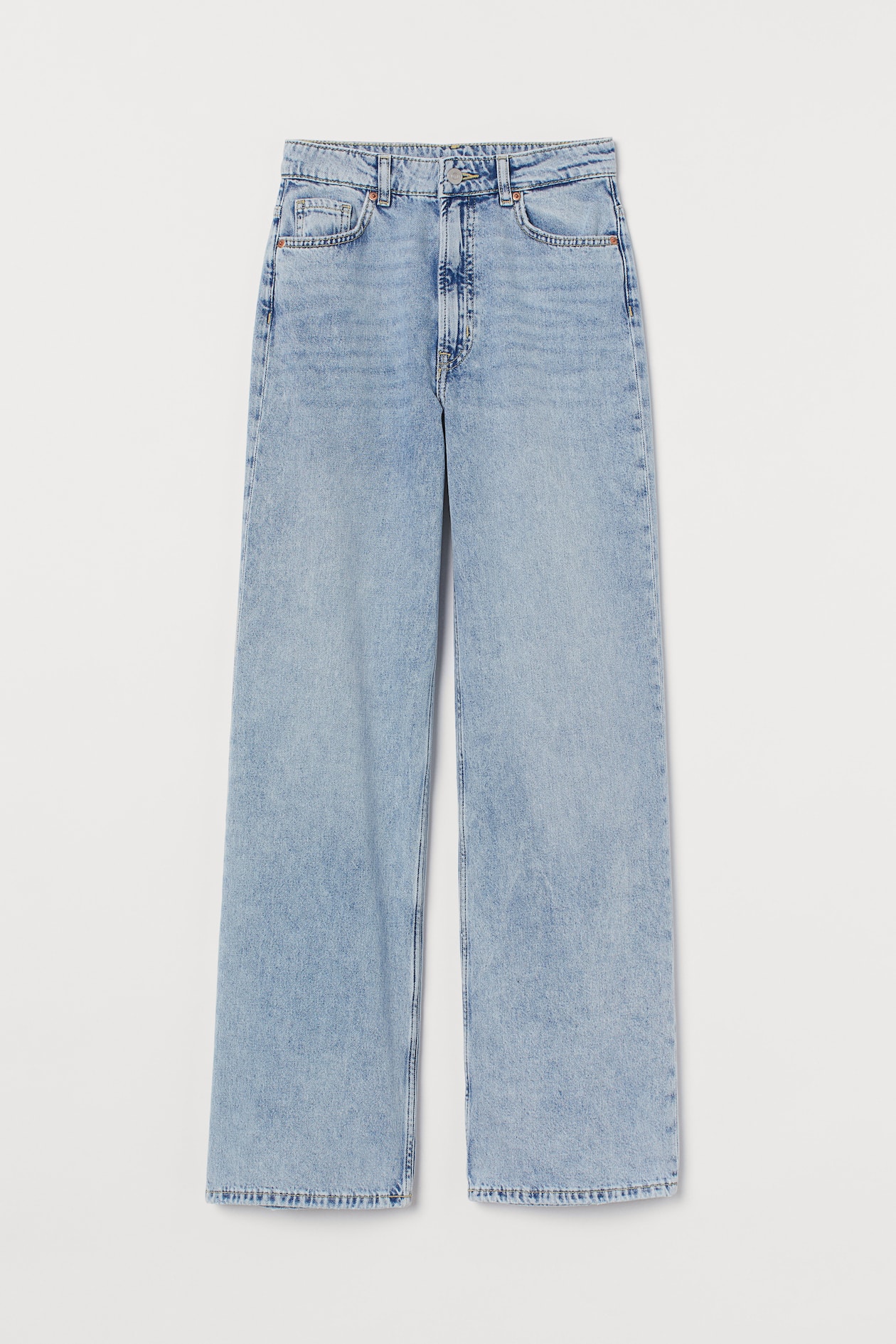 Wide High Jeans - High waist - Long - Pale denim blue - Ladies | H&M GB