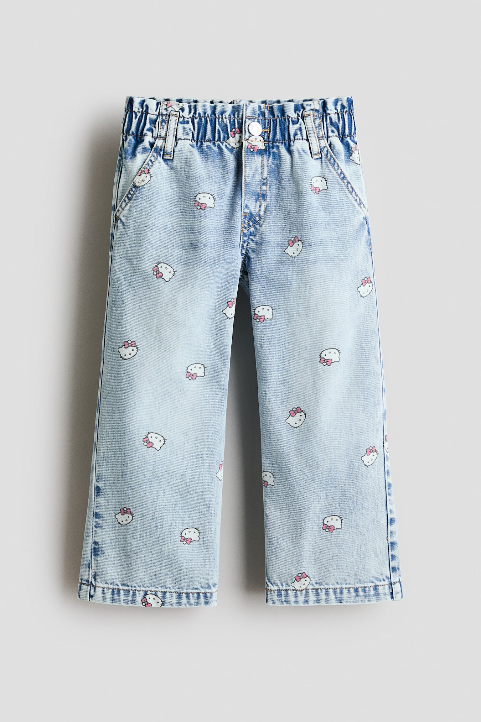 Motif-detail wide leg jeans - Light denim blue/Hello Kitty/Denim blue/Miffy/Denim blue/Hello Kitty/Denim blue/Lilo & Stitch/Denim blue/Minnie Mouse/Denim blue/Lilo & Stitch/Light denim blue/Minnie Mouse
