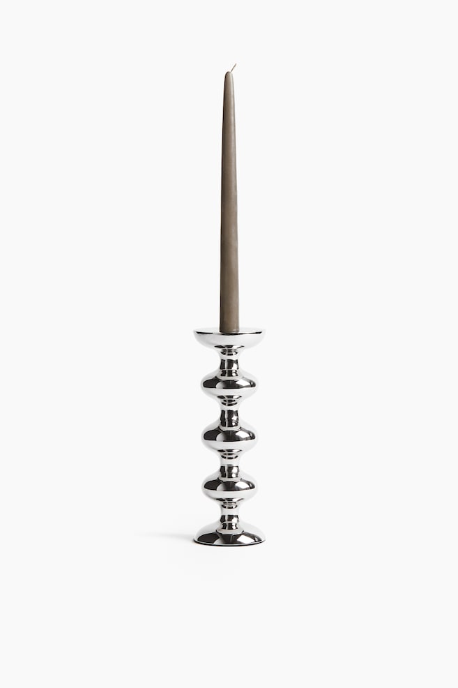 Candelero alto de metal - Plateado - 1