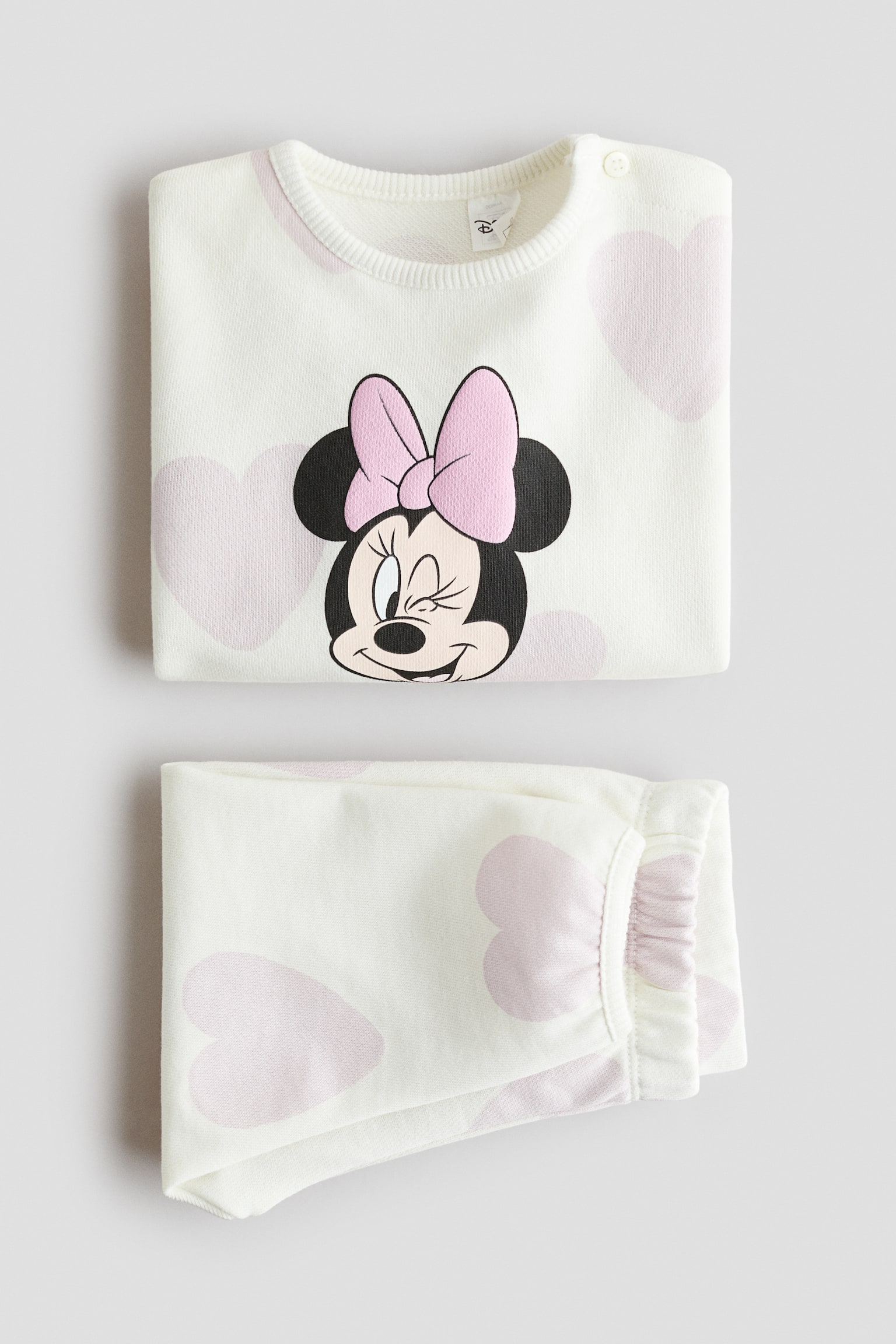 2-delt sweatshirtsæt med tryk - Creme/Minnie Mouse - 2