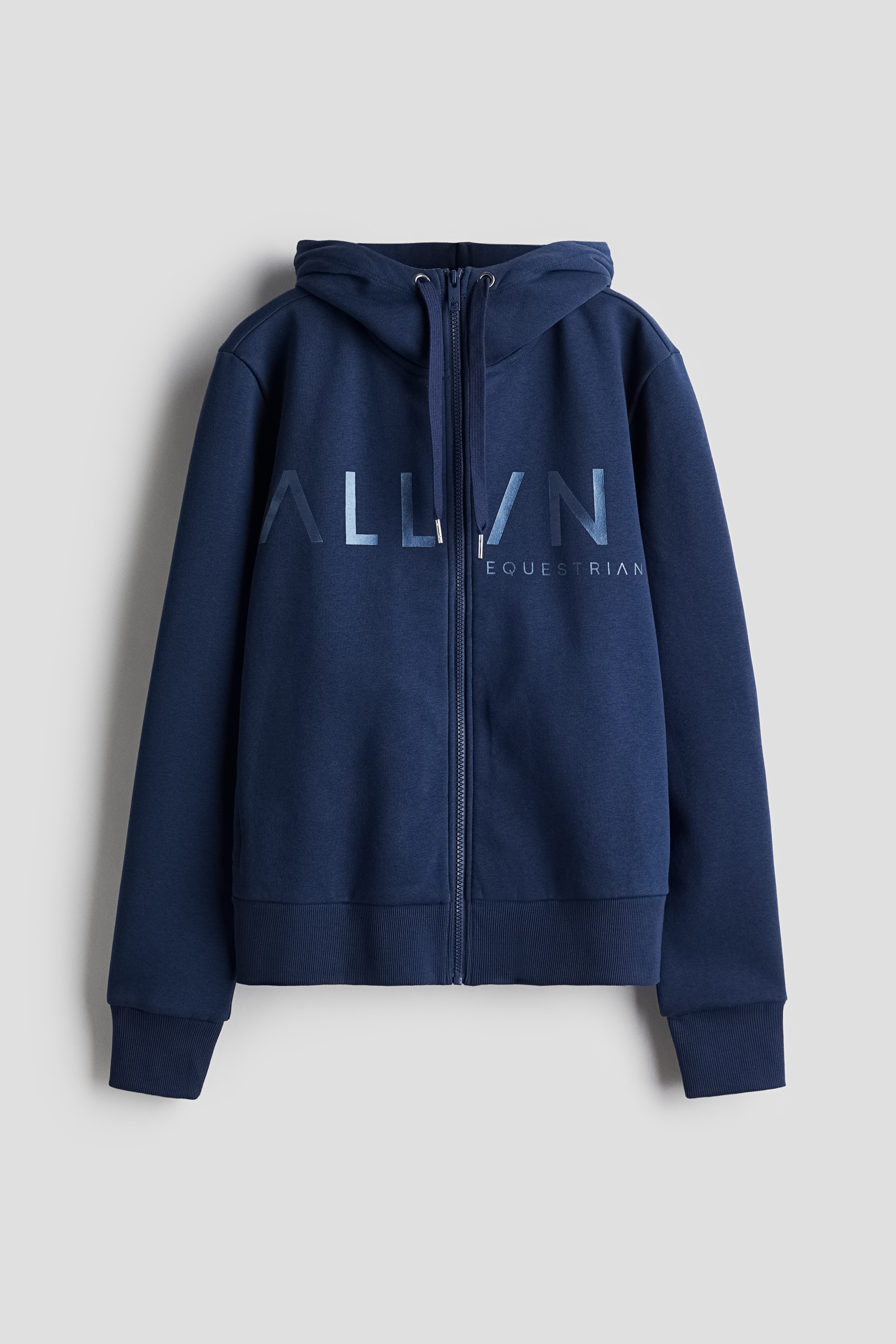 Vetoketjullinen painokuvallinen huppari - Laivastonsininen/Harmaameleerattu/Musta