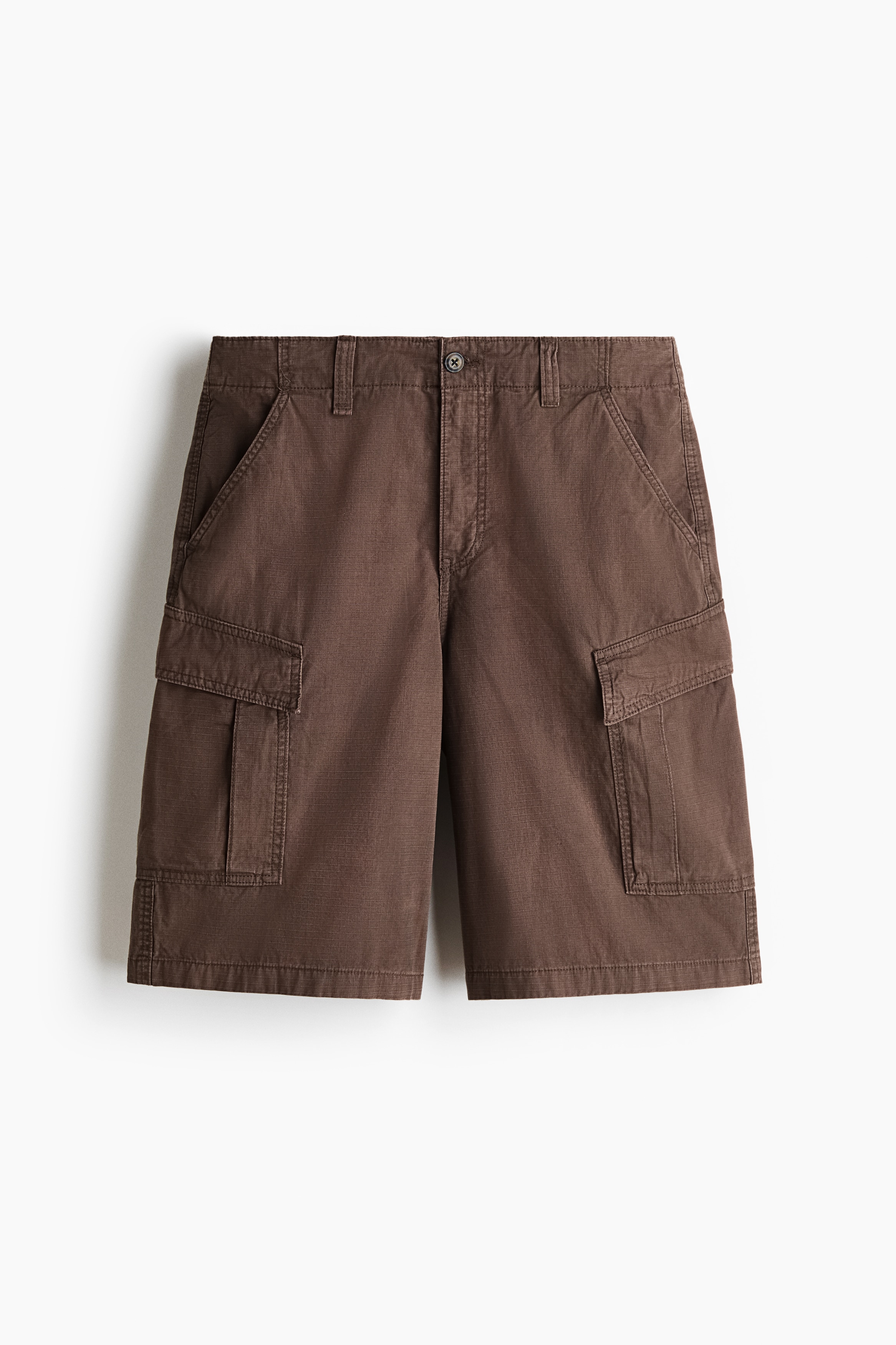 Loose-Fit Cotton Cargo Shorts - Brown/Black/Khaki green