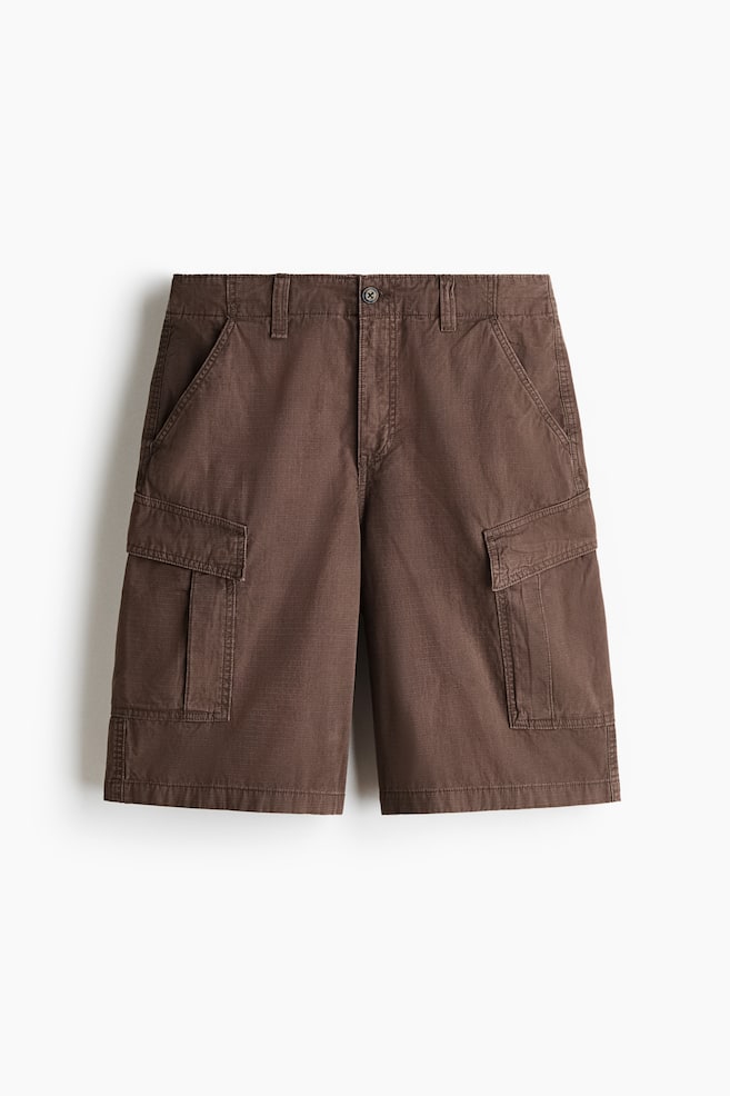Loose-Fit Cotton Cargo Shorts - Brown/Black/Khaki green/Beige - 1