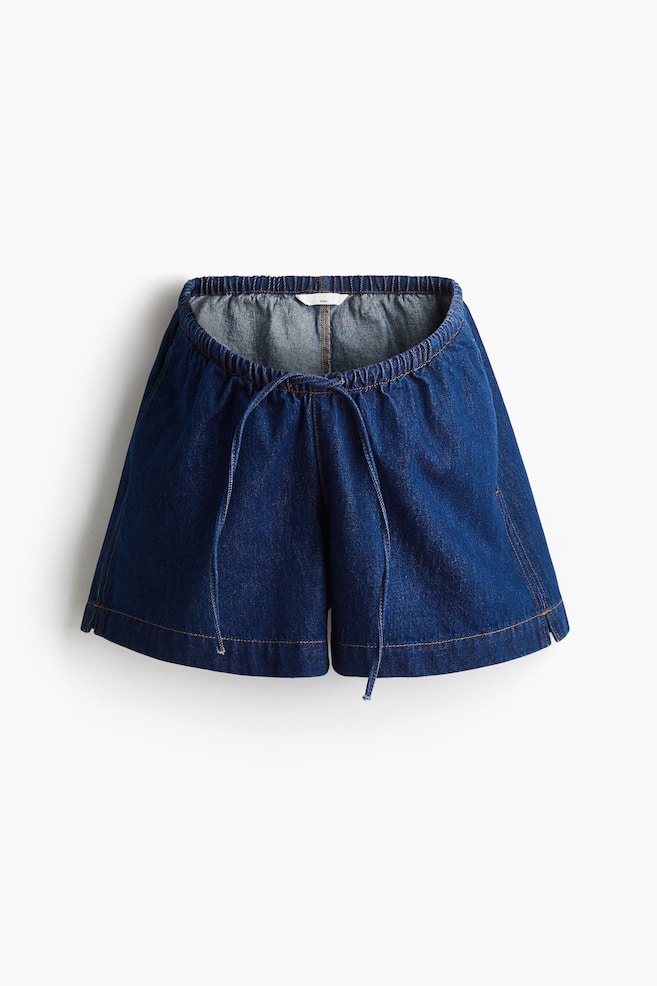MAMA Denim short met drawstring - Donker denimblauw - 1