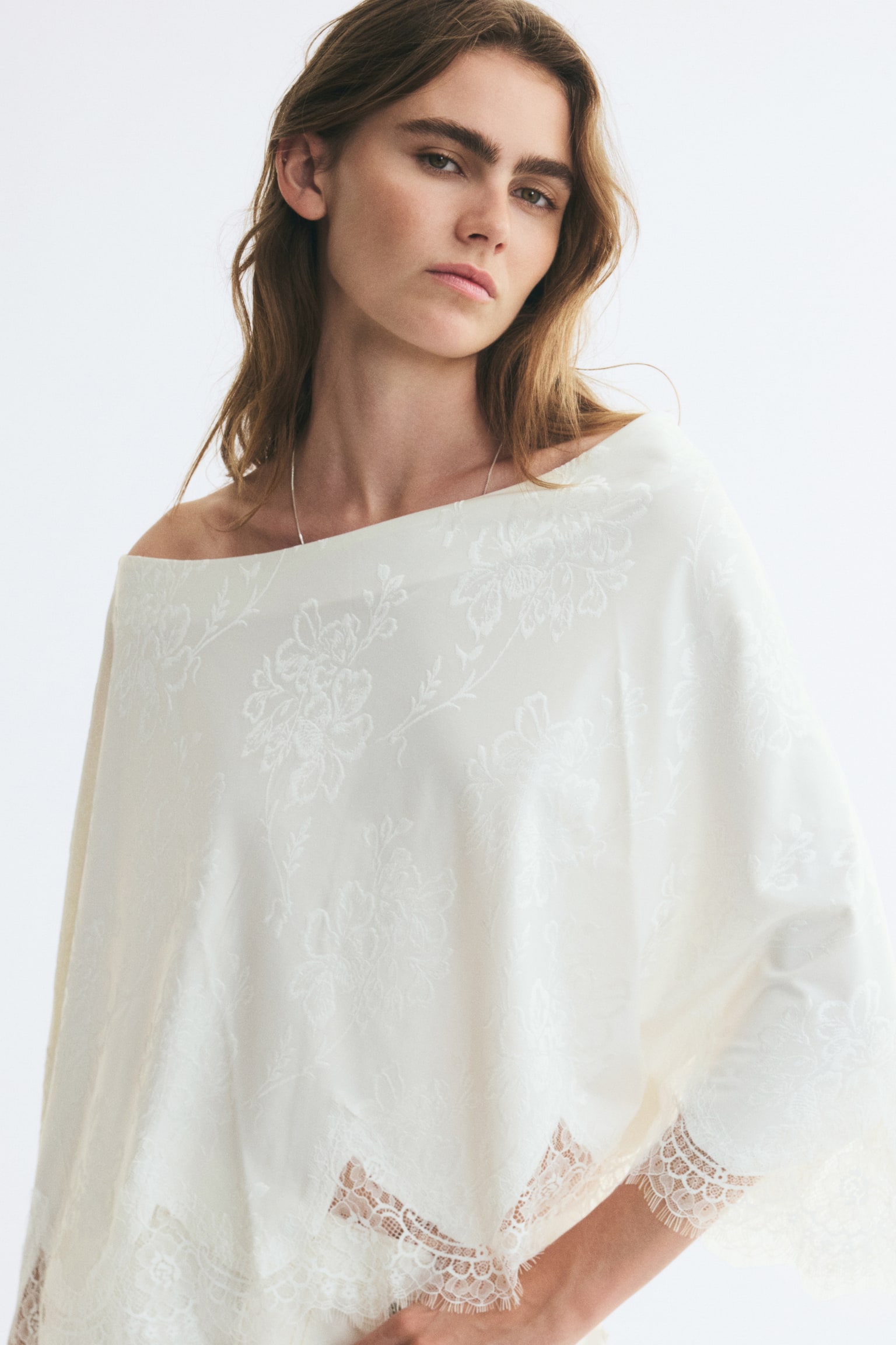 One-shoulder cape top - Ivory - 1