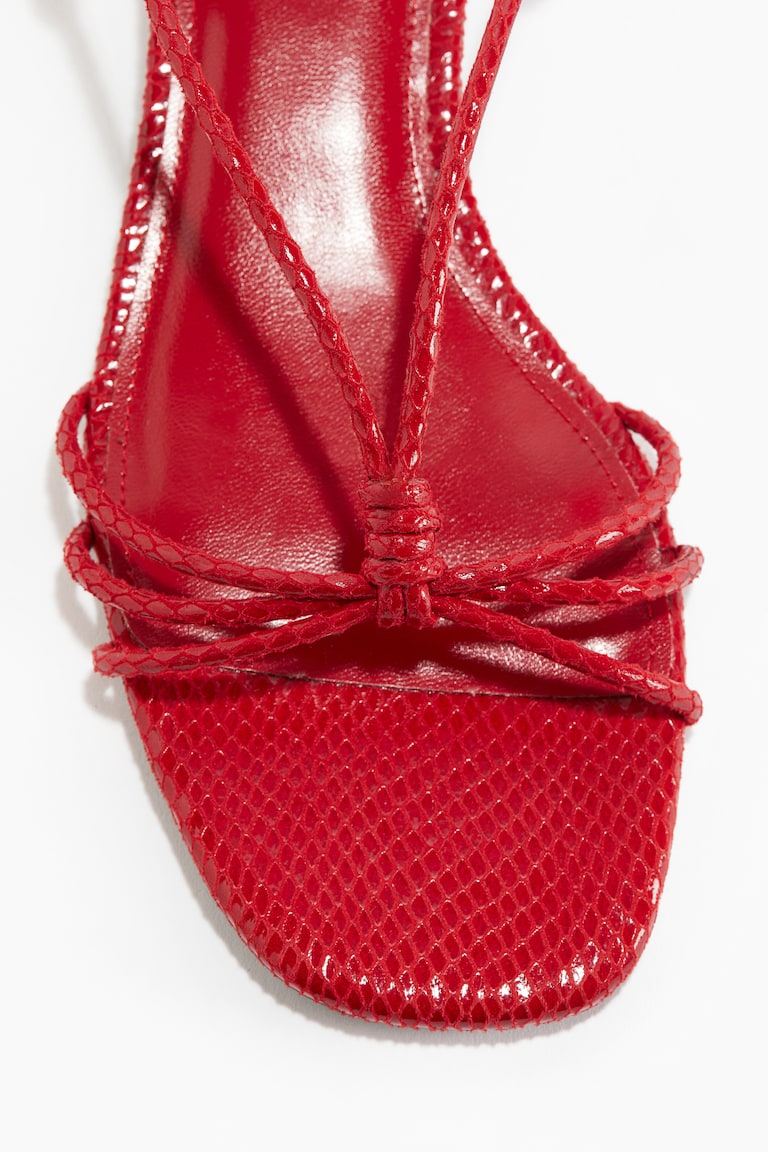 Strappy sandals Red/Snakeskin pattern Ladies H&M