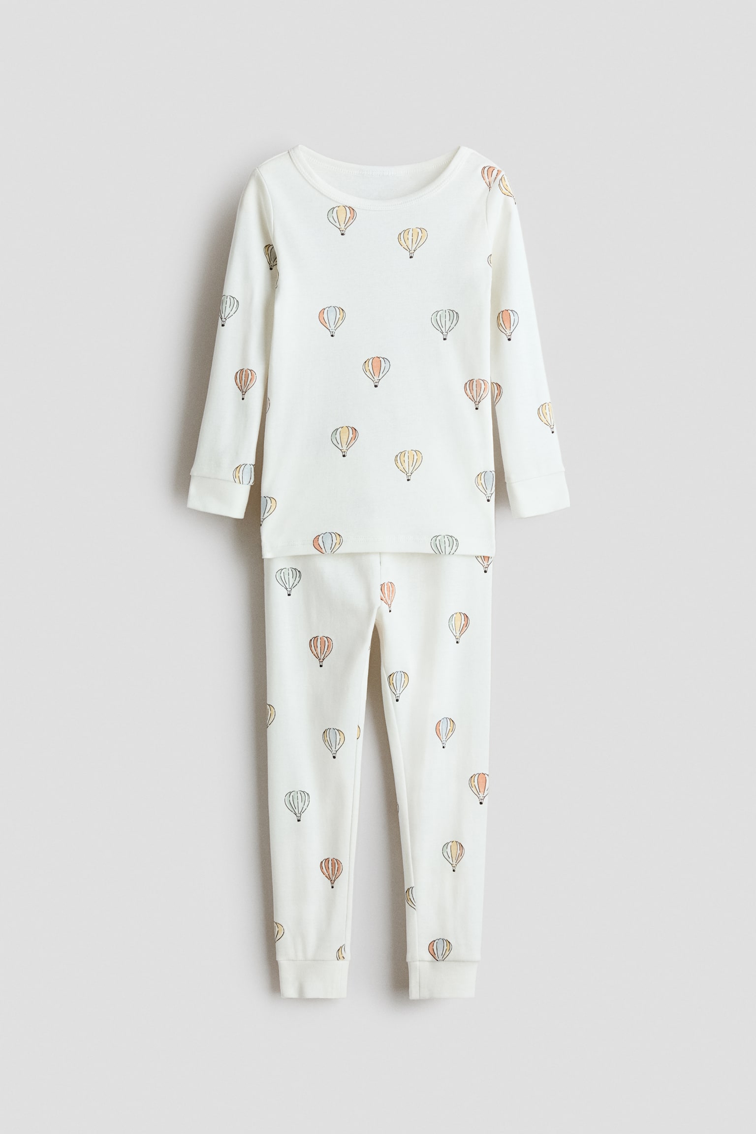 Snug-Fit Printed Cotton Pajamas - White/hot air balloons/Light green/elephant/Turquoise/dotted/White/hearts/White/animals/White/bunnies/Light blue/vehicles