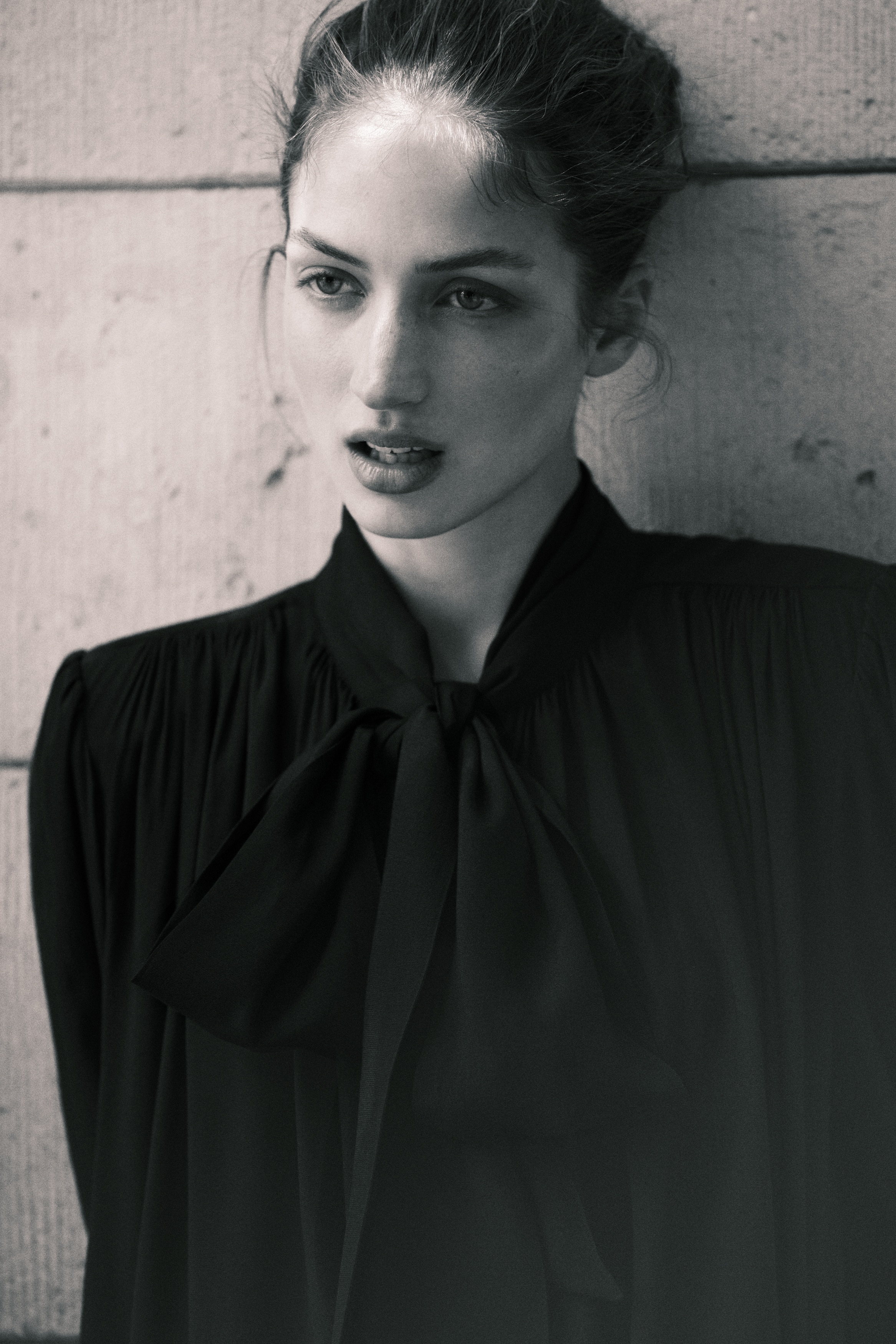 Bow-collar shirt dress
